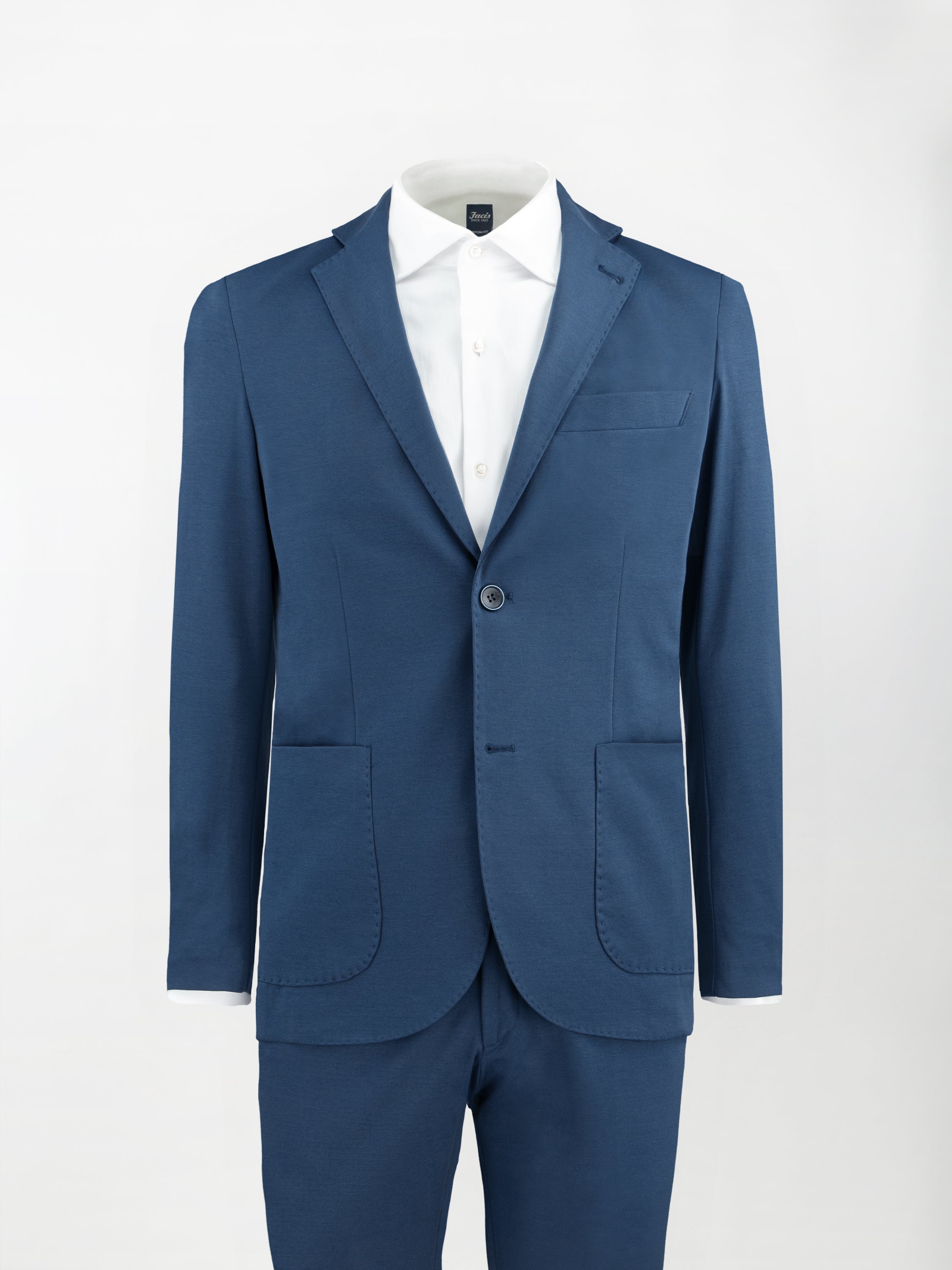 Giacca sportiva sfoderata in Punto Milano - Color Blu di Prussia - Slim fit image 0