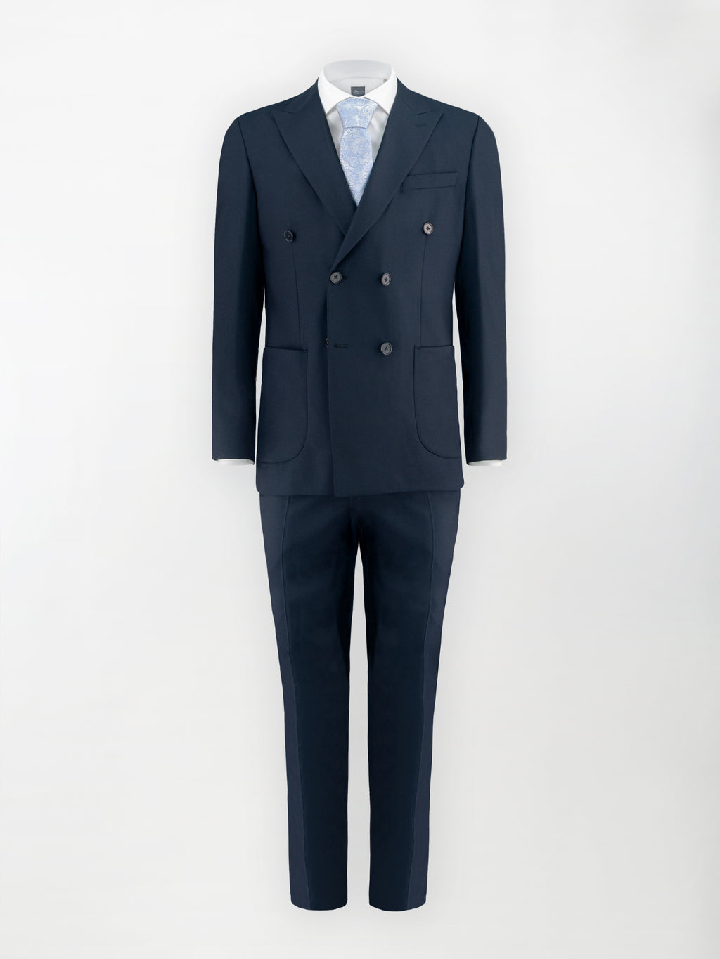 Abito Doppiopetto unito in Fresco Lana - Blu scuro | Slim fit image 1