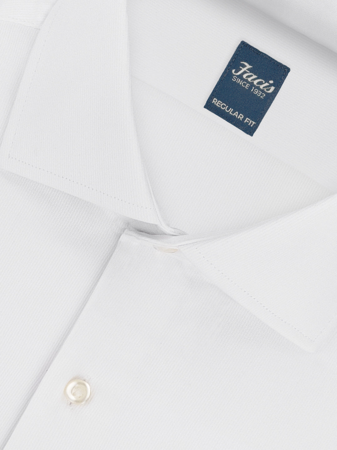 Camicia in Piquet Rigato con Collo Francese - Color Bianco - Regular Fit image 1