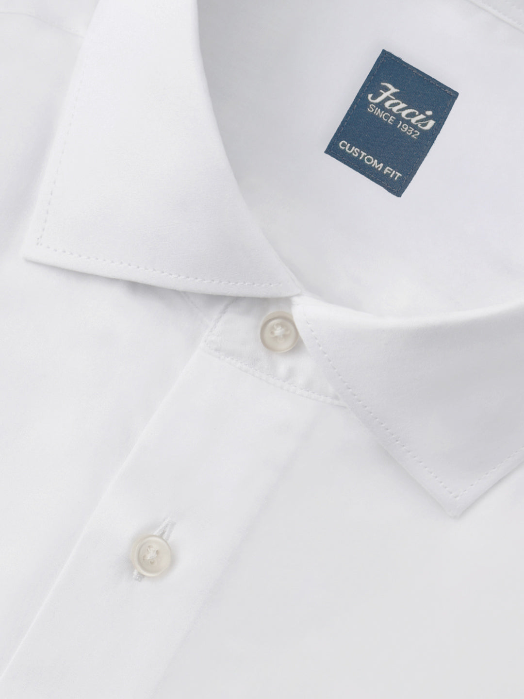 Camicia in Cotone unito con Collo Francese - Color Bianco - Custom Fit image 1