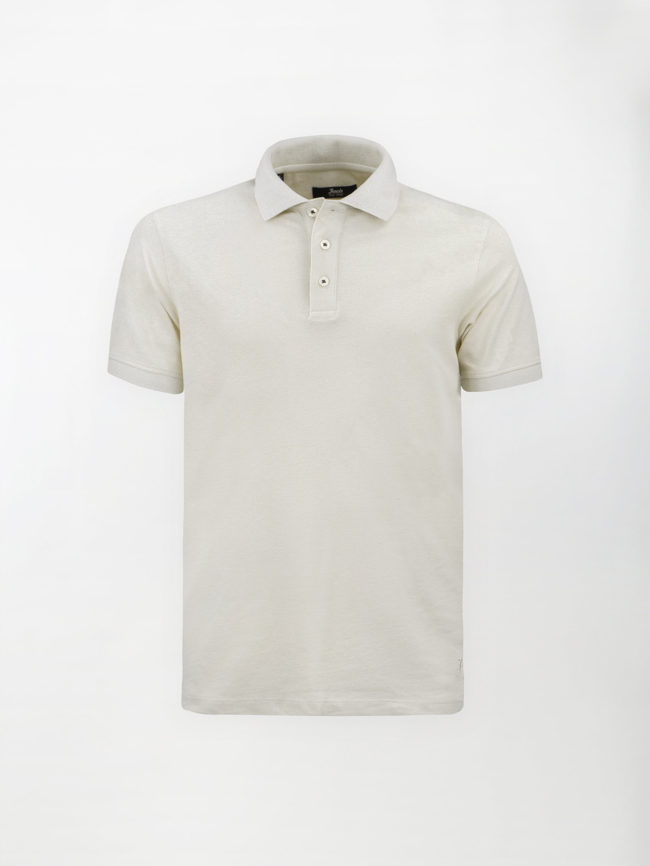 Polo leggera in cotone e lino - color Beige image 0