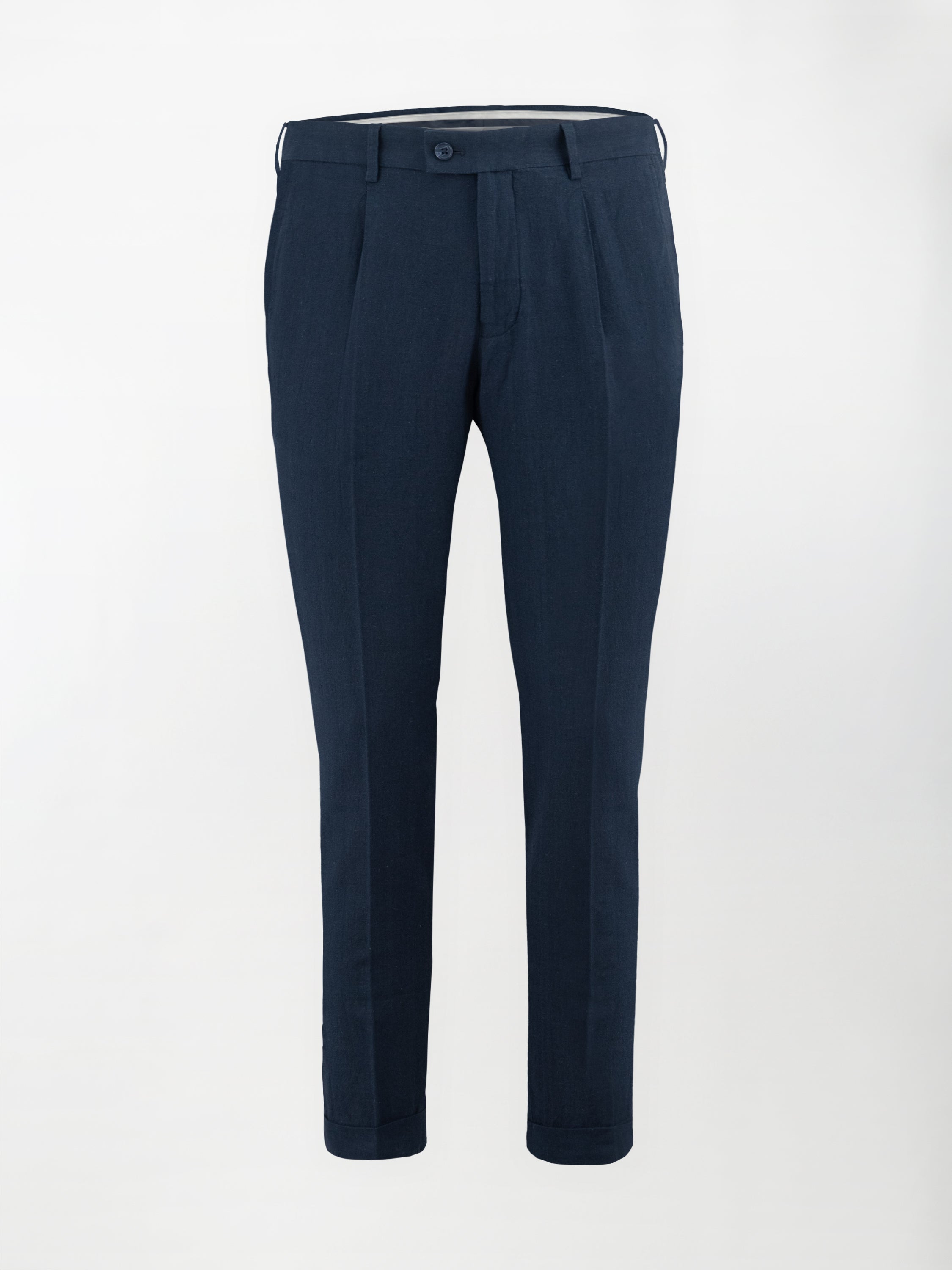 Pantalone sportivo in Lino-Cotone lavato - color Blu - Slim fit image 0