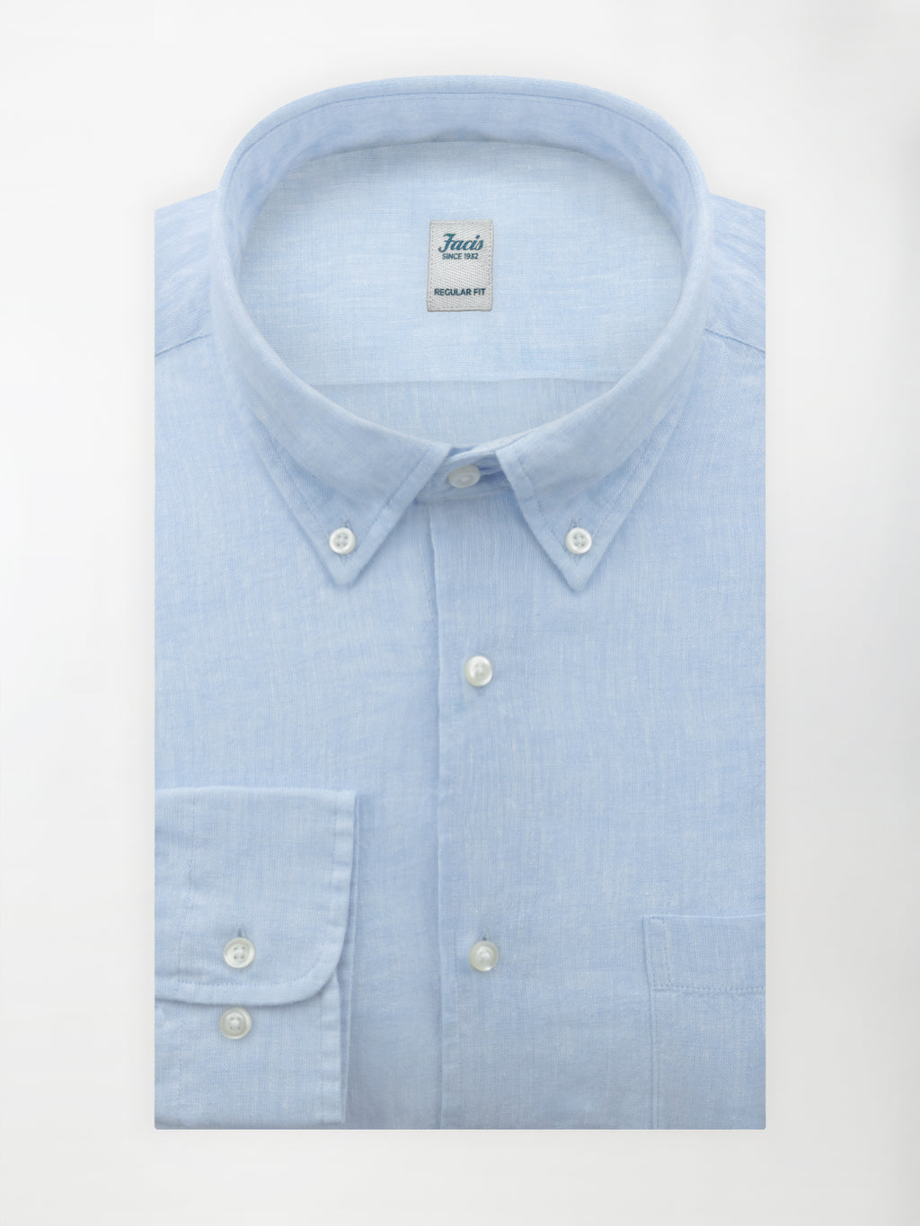 Camicia in Lino e Cotone con Collo Button down - color Azzurro - Regular image 0