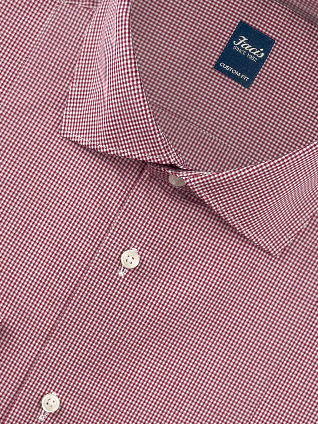 Camicia Collo Francese Vichy color Bordeaux - Custom Fit - Cotone Popeline image 1