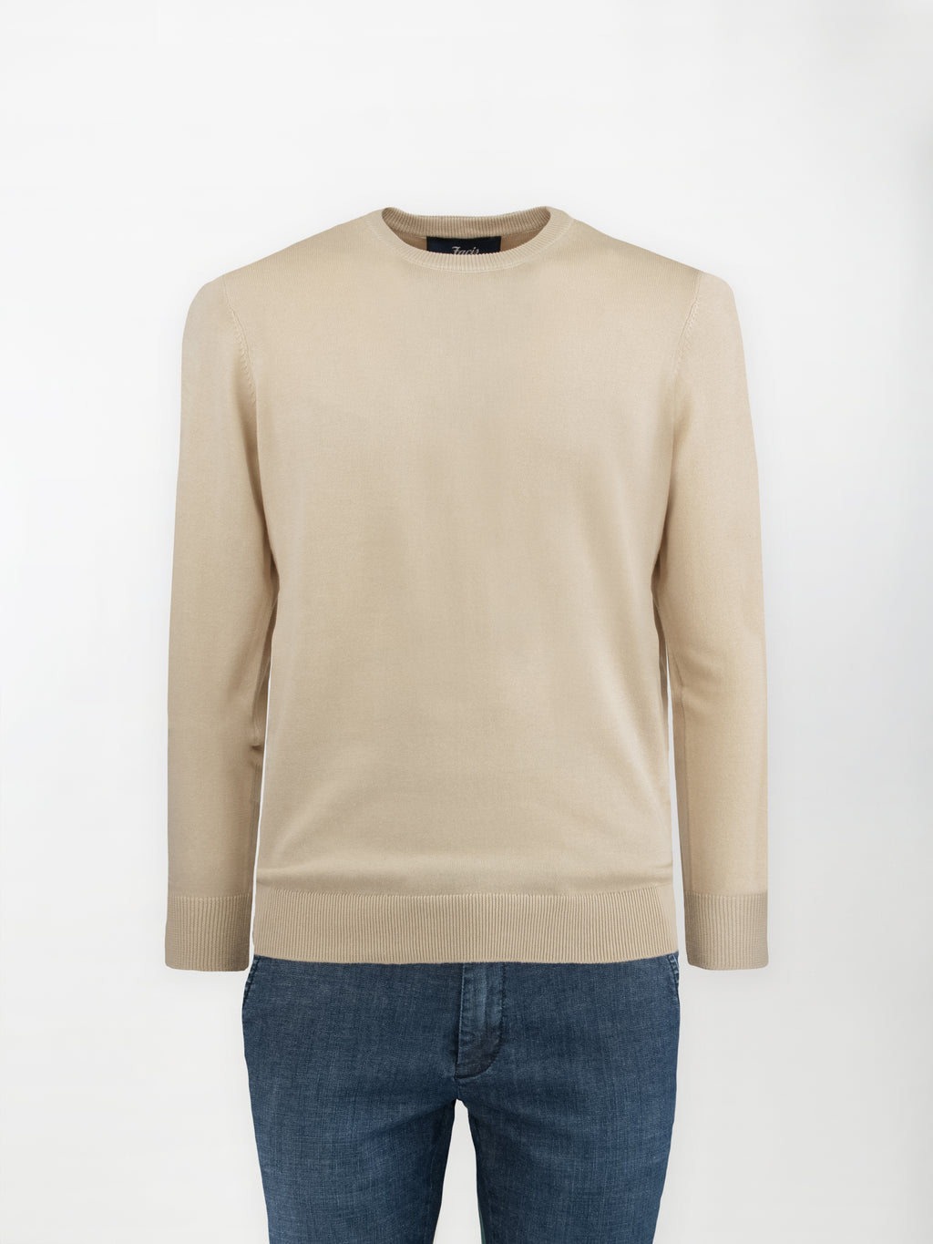 Maglia girocollo in puro cotone - color Beige image 1