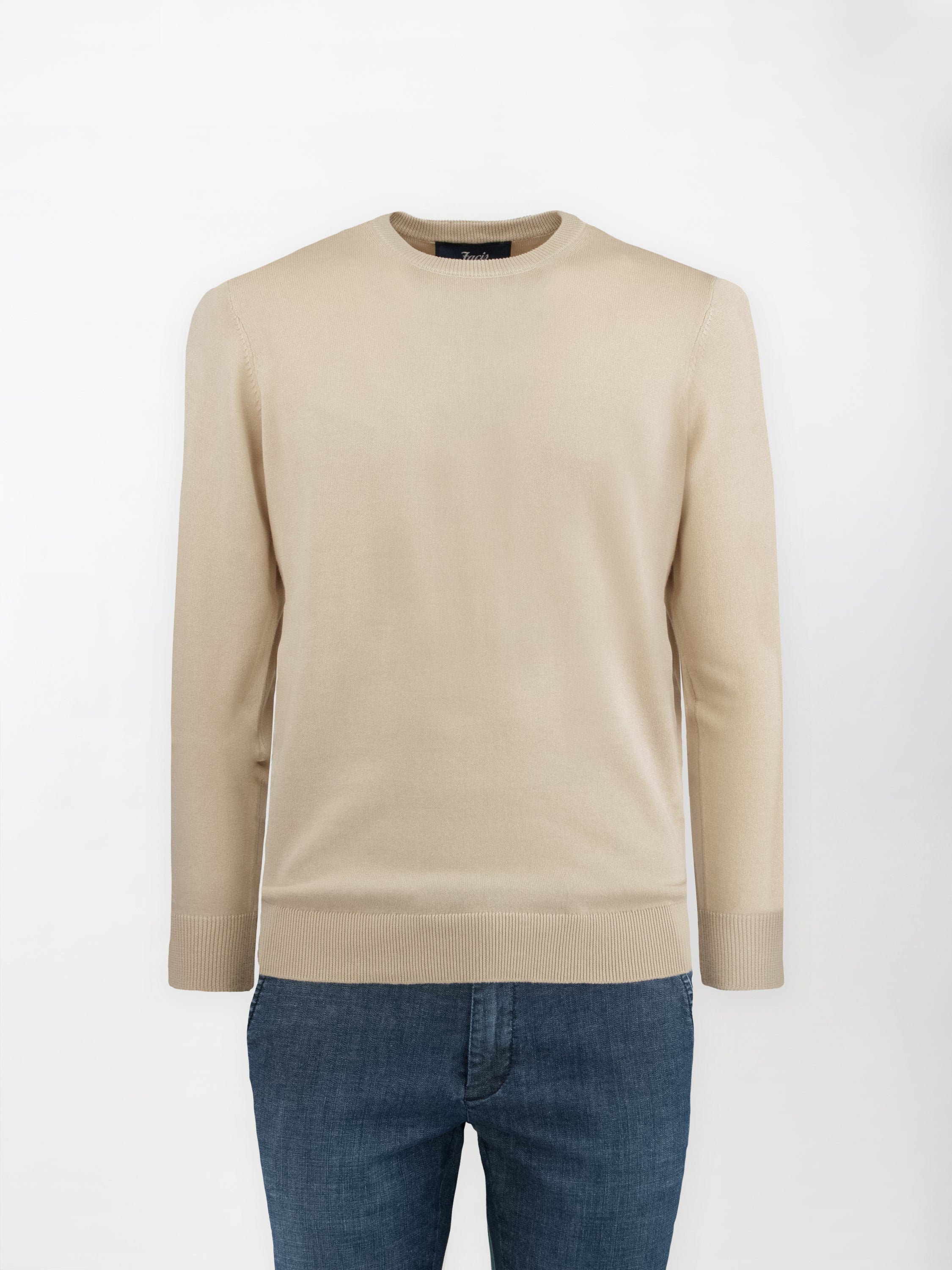 Maglia girocollo in puro cotone - color Beige image 1