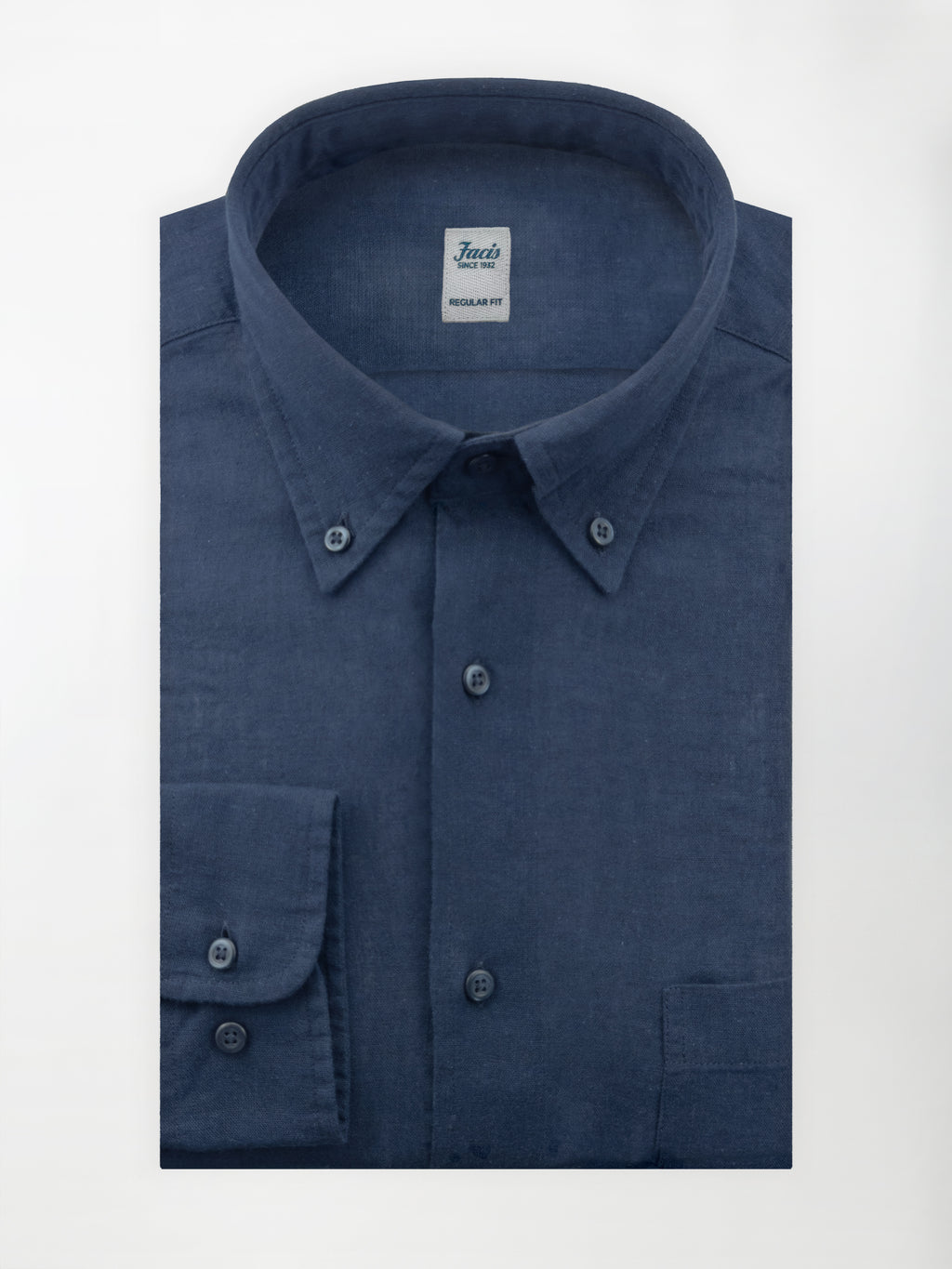 Camicia in Lino e Cotone con Collo Button down - color Blu notte - Regular fit image 0