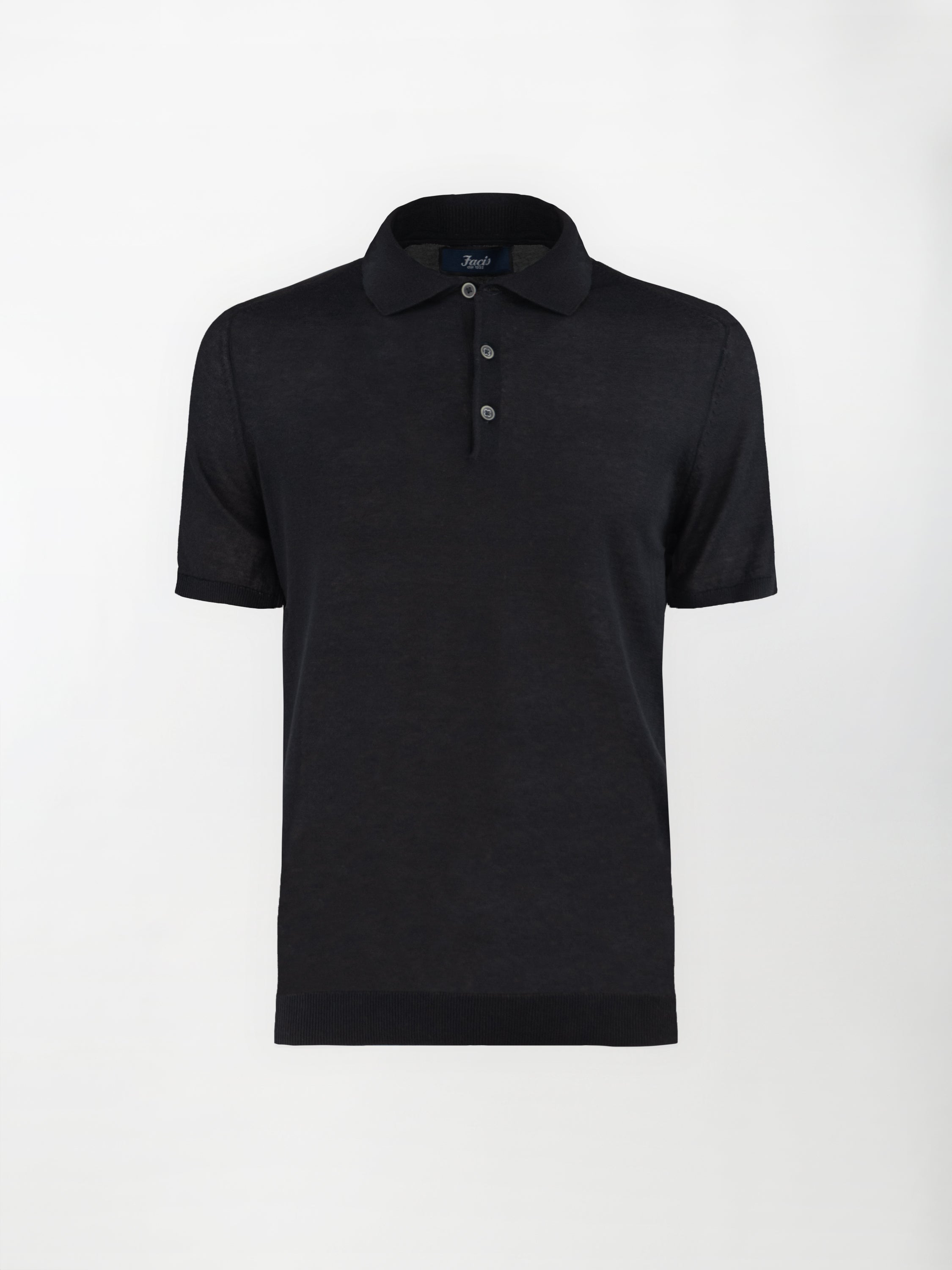 Polo leggera in maglia di cotone finezza 14 - color Nero - Slim fit image 0
