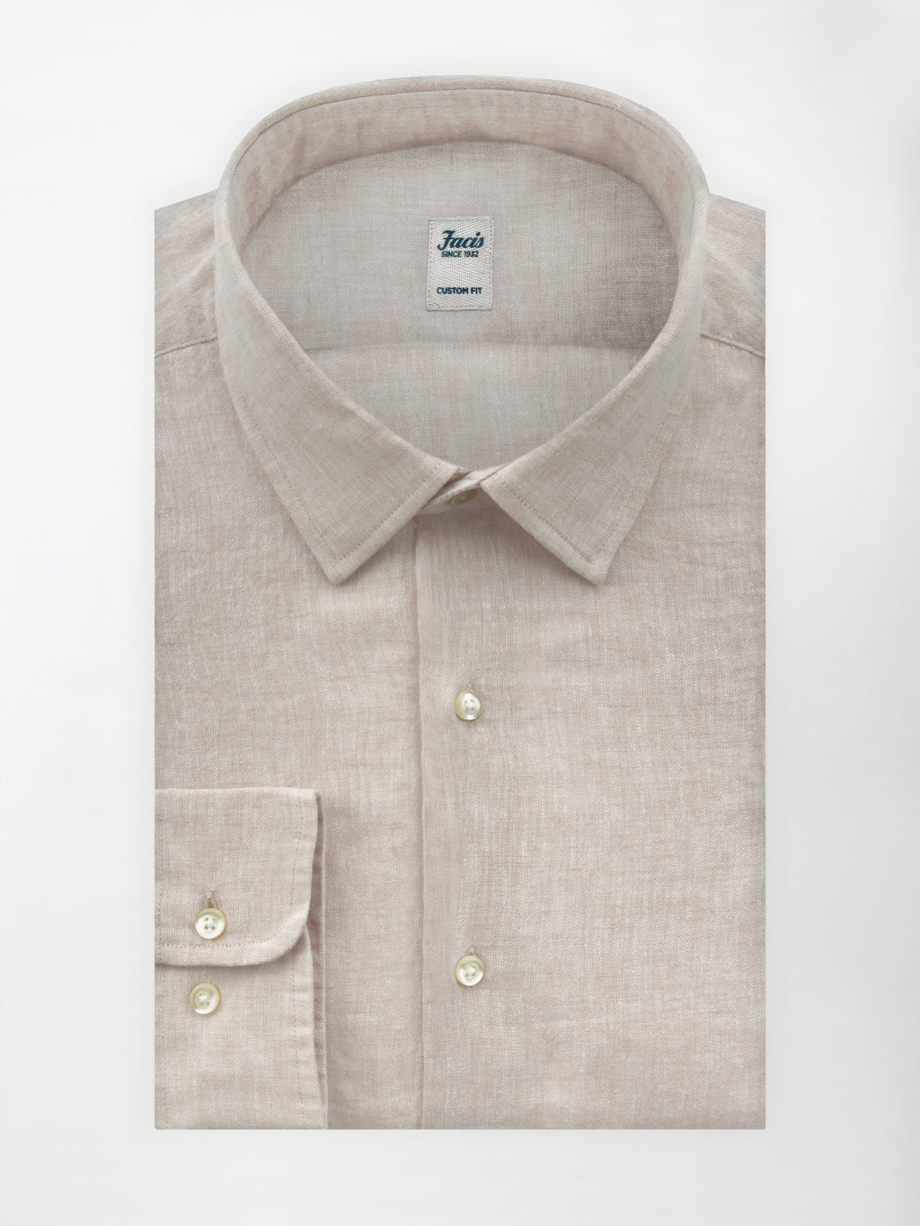 Camicia in Lino e Cotone con Collo Italiano piccolo - color Sabbia - Custom fit image 1