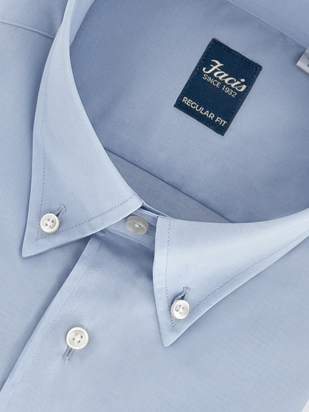 Camicia Azzurra con Collo button-down - Regular Fit - Cotone Popeline image 1
