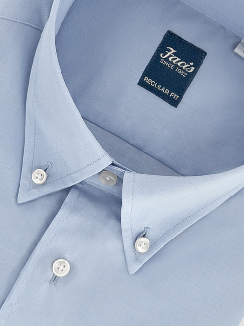 Camicia Azzurra con Collo button-down - Regular Fit - Cotone Popeline image 1