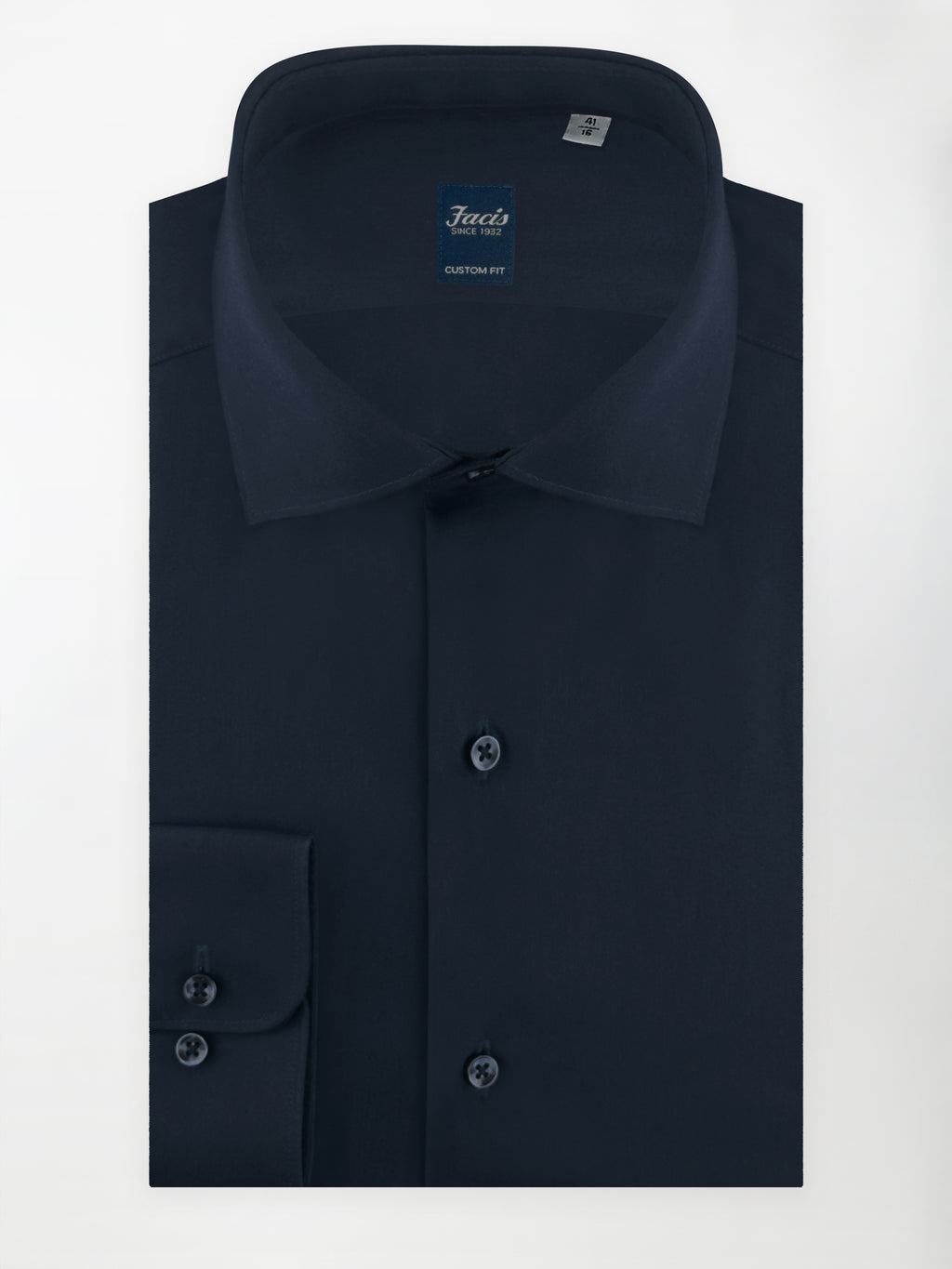 Camicia Collo Francese Color Blu notte - Custom Fit - Cotone Popeline image 0