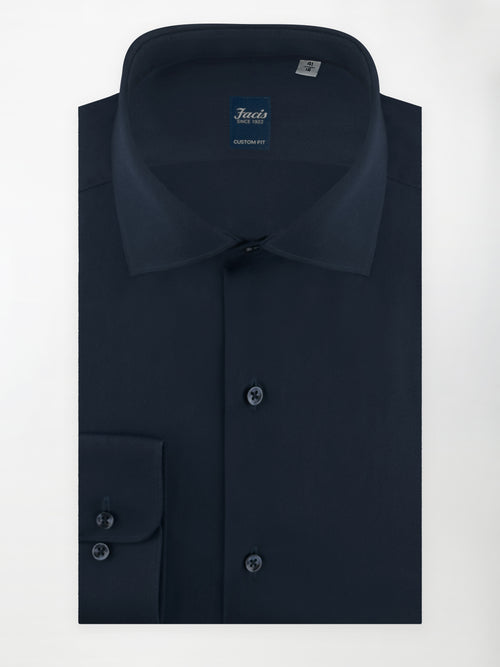 Camicia Collo Francese Color Blu notte - Custom Fit - Cotone Popeline image 0