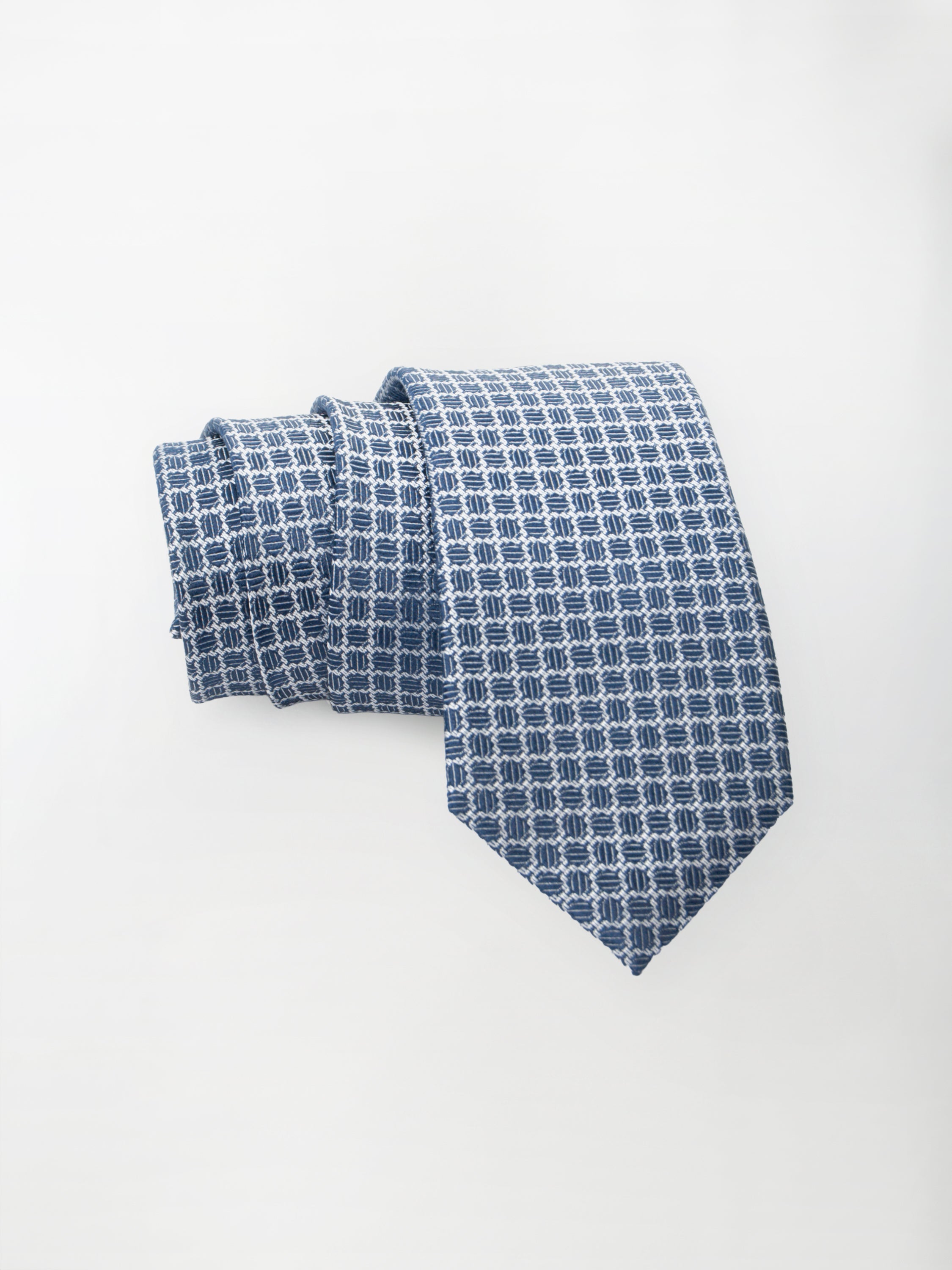 Cravatta trama diamantino a quadri - color Blu notte image 0