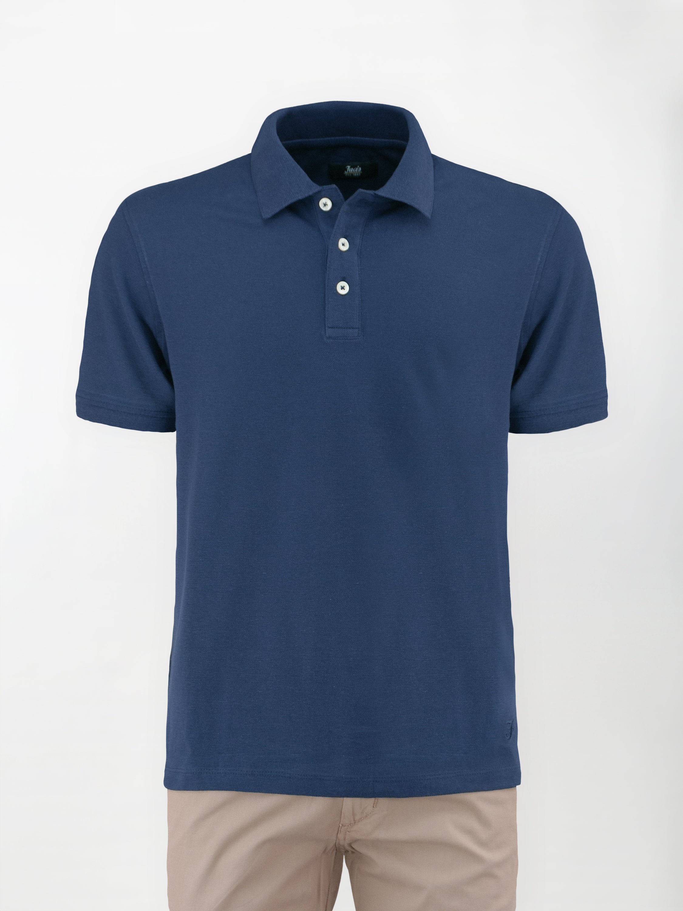 Polo leggera in cotone e lino - color Blu medievale image 0