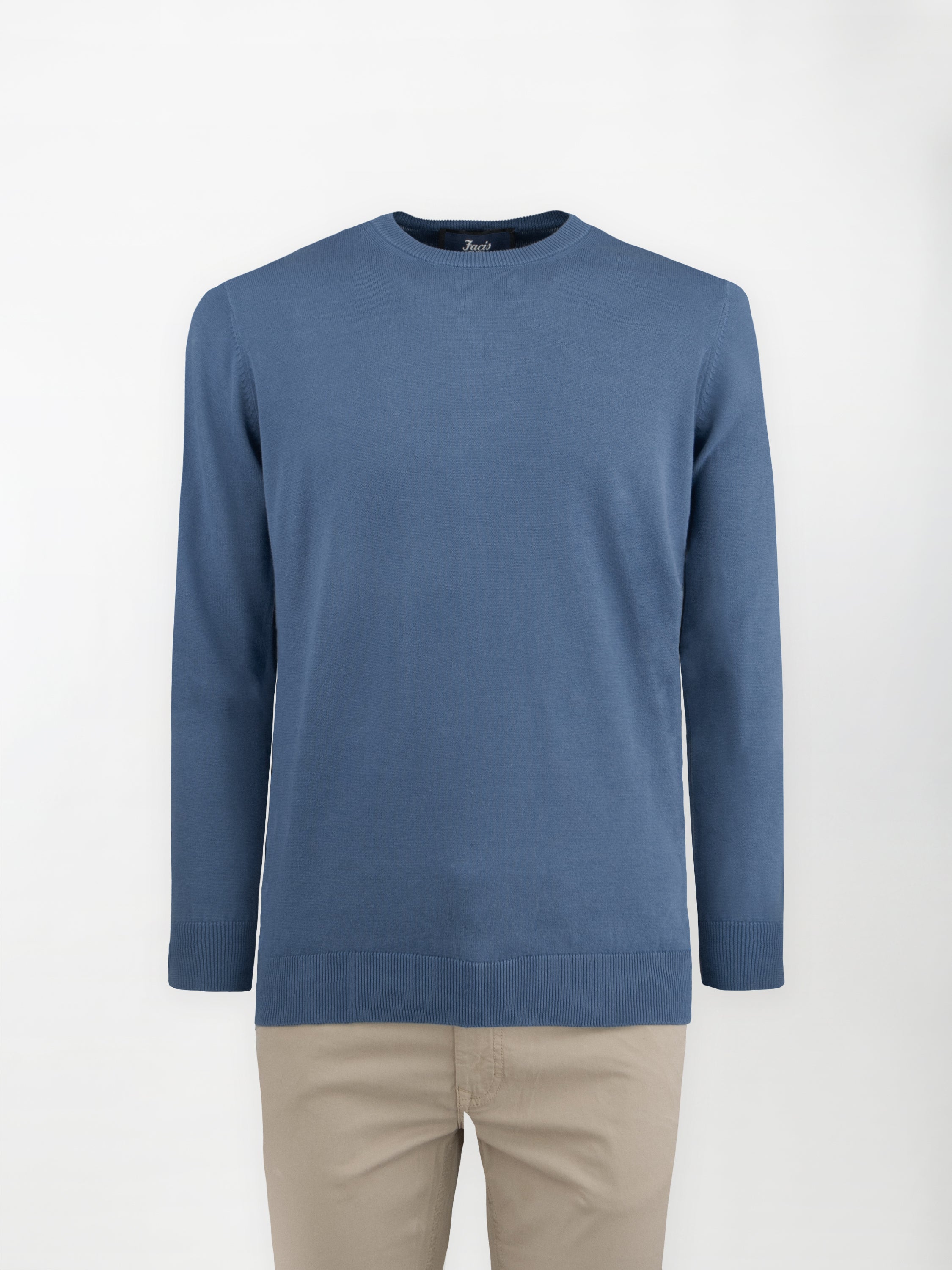 Maglia girocollo in puro cotone - color Blu Capri image 1