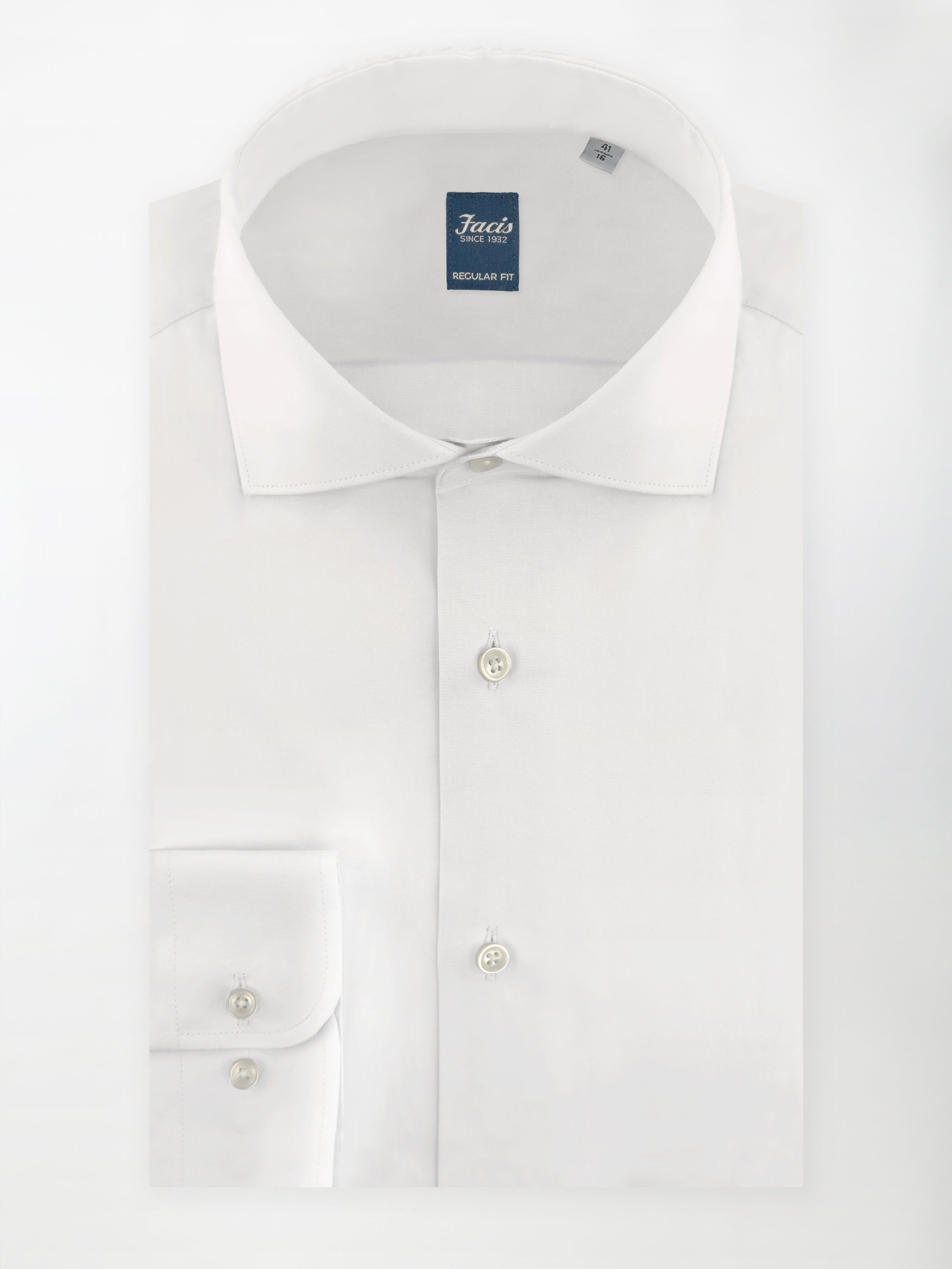 Camicia Collo Francese Color Bianco - Regular Fit - Cotone Popeline image 0