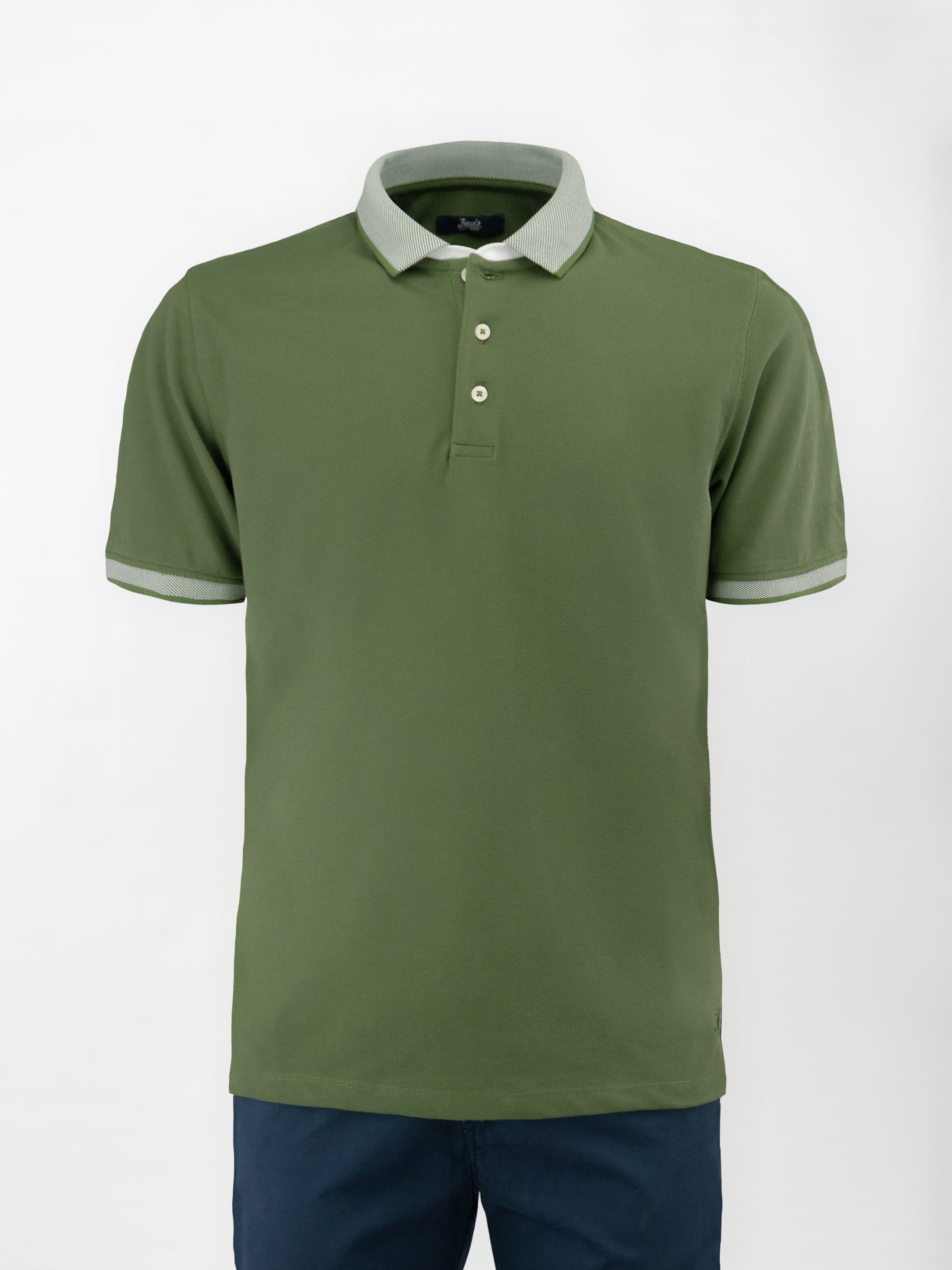 Polo in cotone Piquet con inserto su collo e maniche - color Verde image 0
