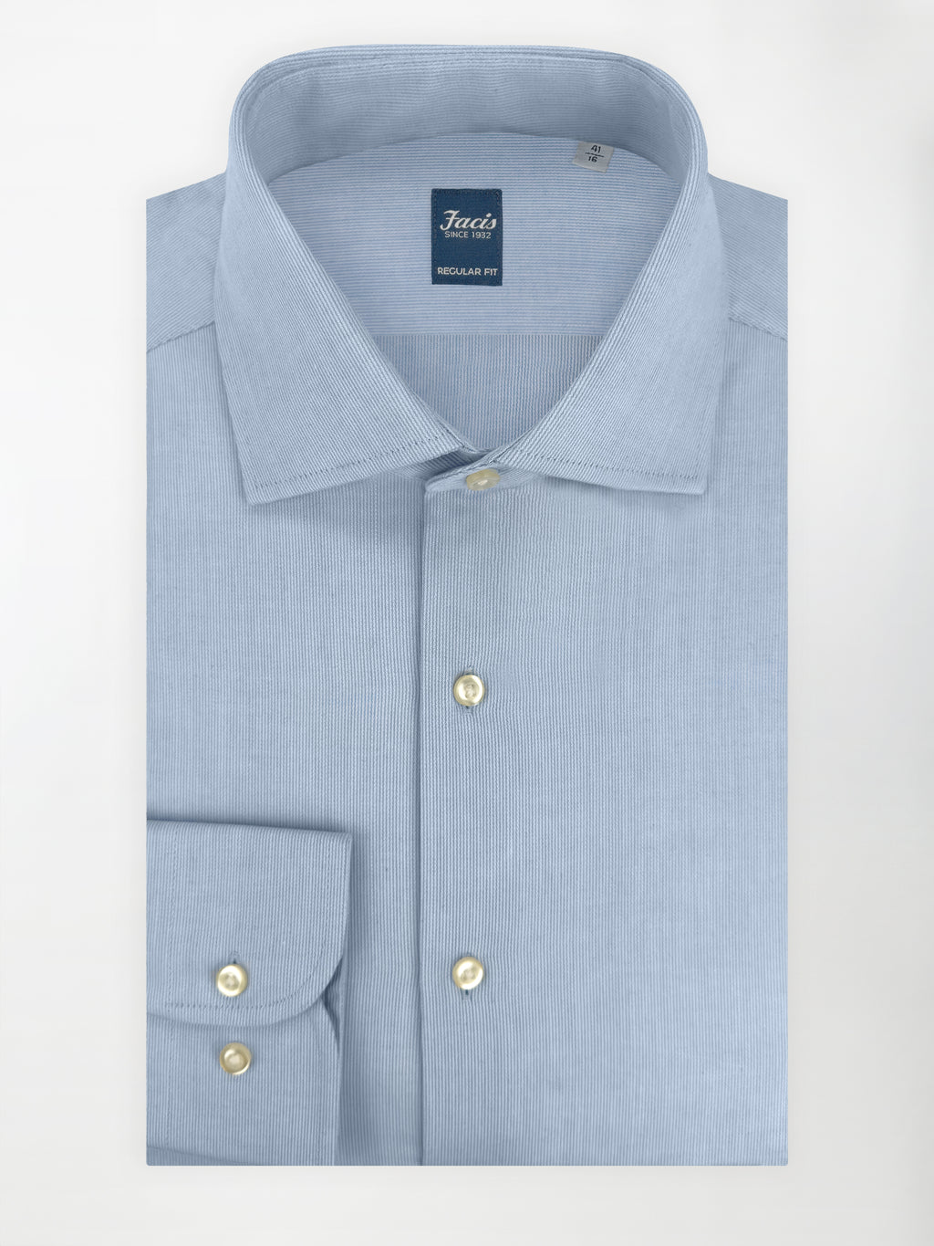 Camicia in Piquet Rigato con Collo Francese - Color Azzurro - Regular Fit image 0