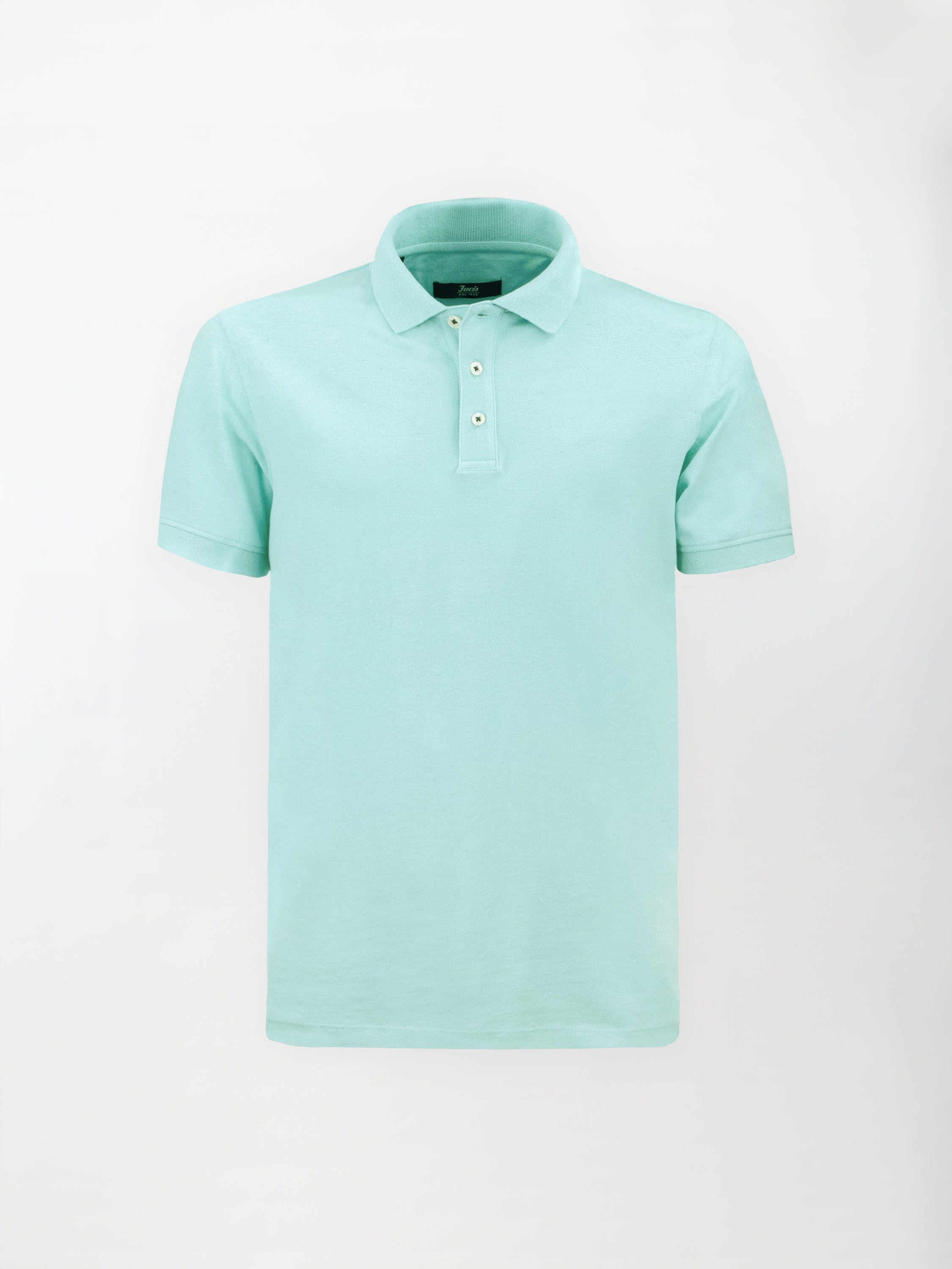 Polo leggera in cotone e lino - color Turchese image 0