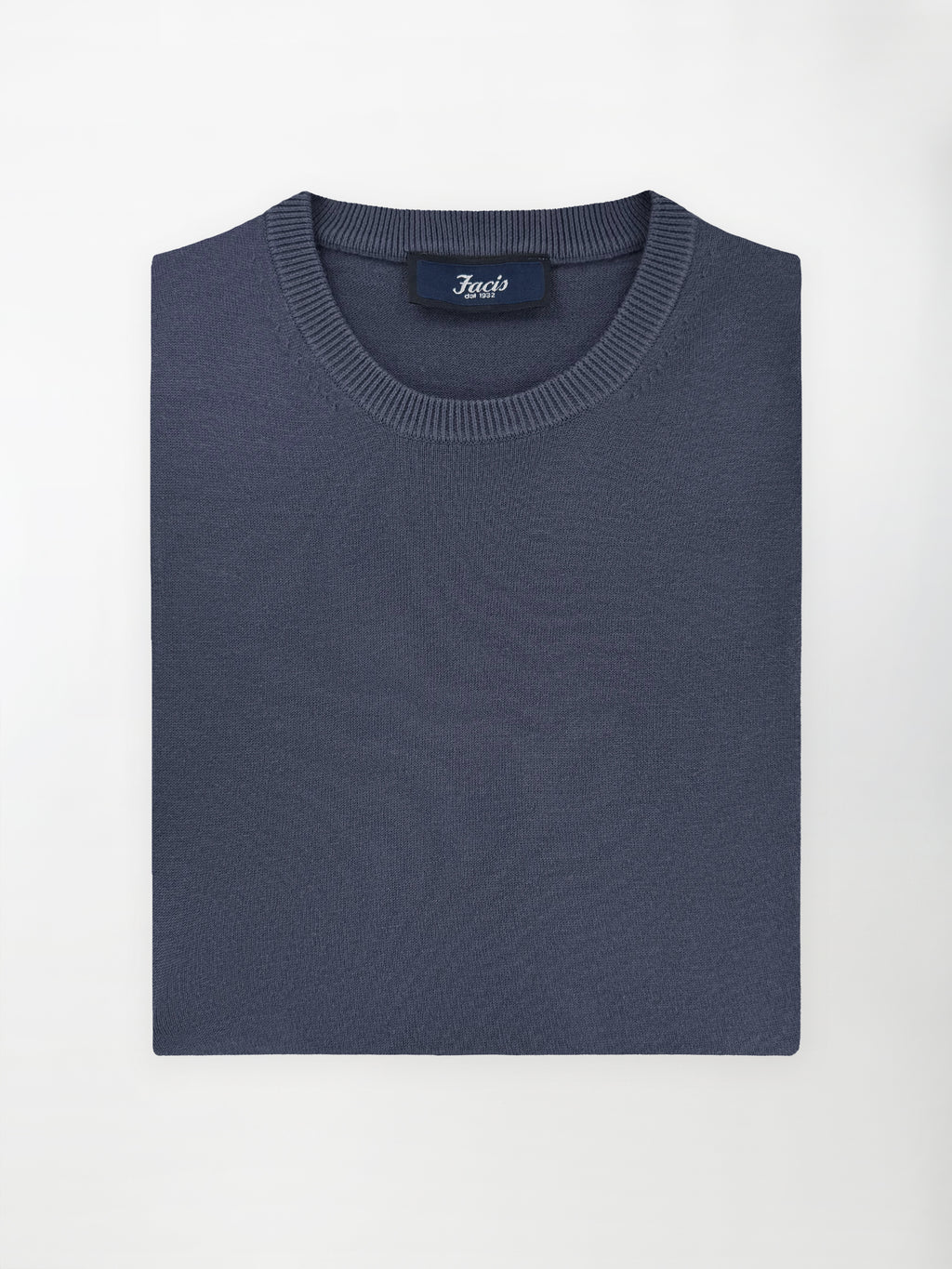 Maglia girocollo in puro cotone - color Blu denim image 0