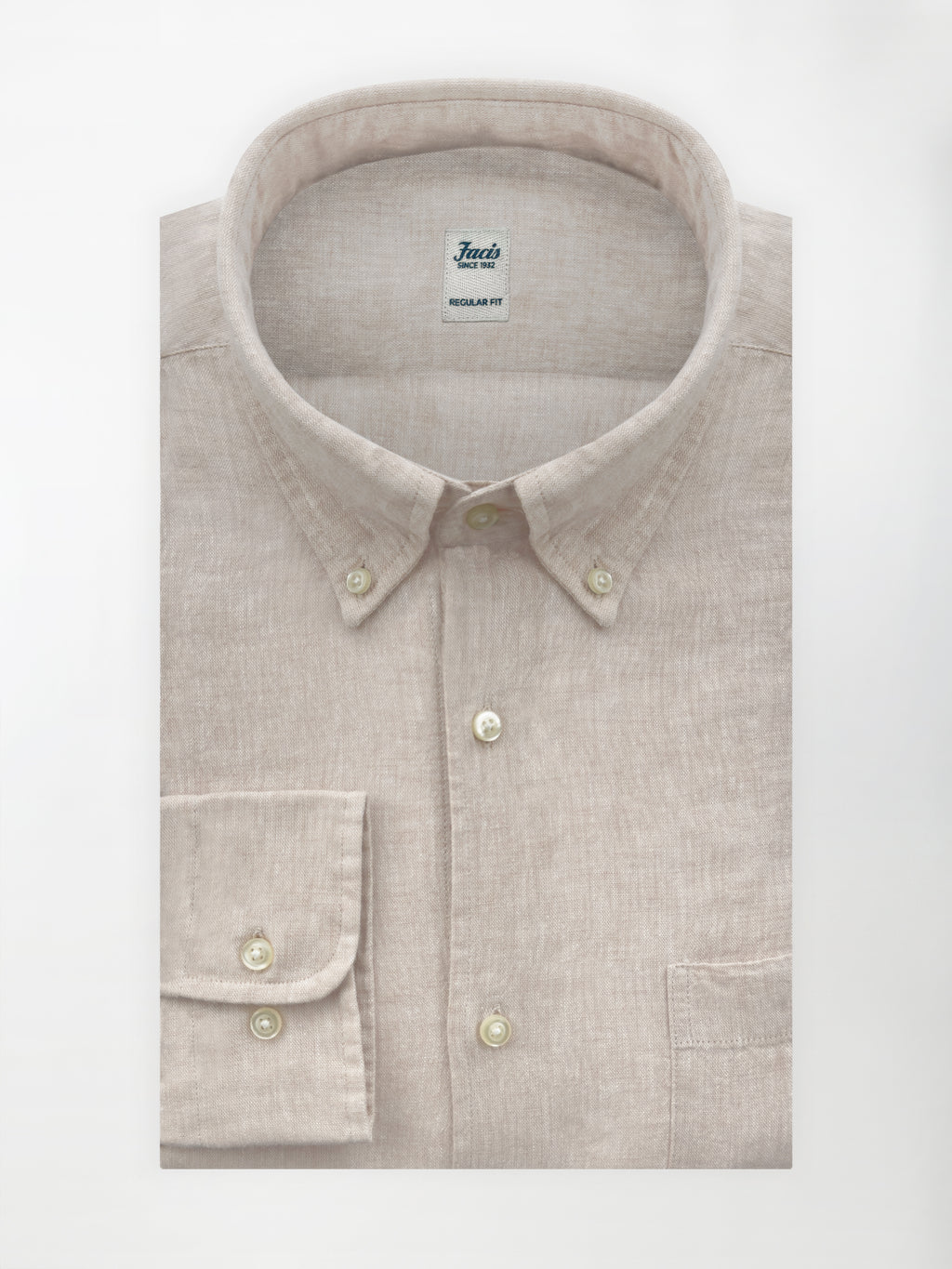 Camicia in Lino e Cotone con Collo Button down - color Sabbia - Regular fit image 0