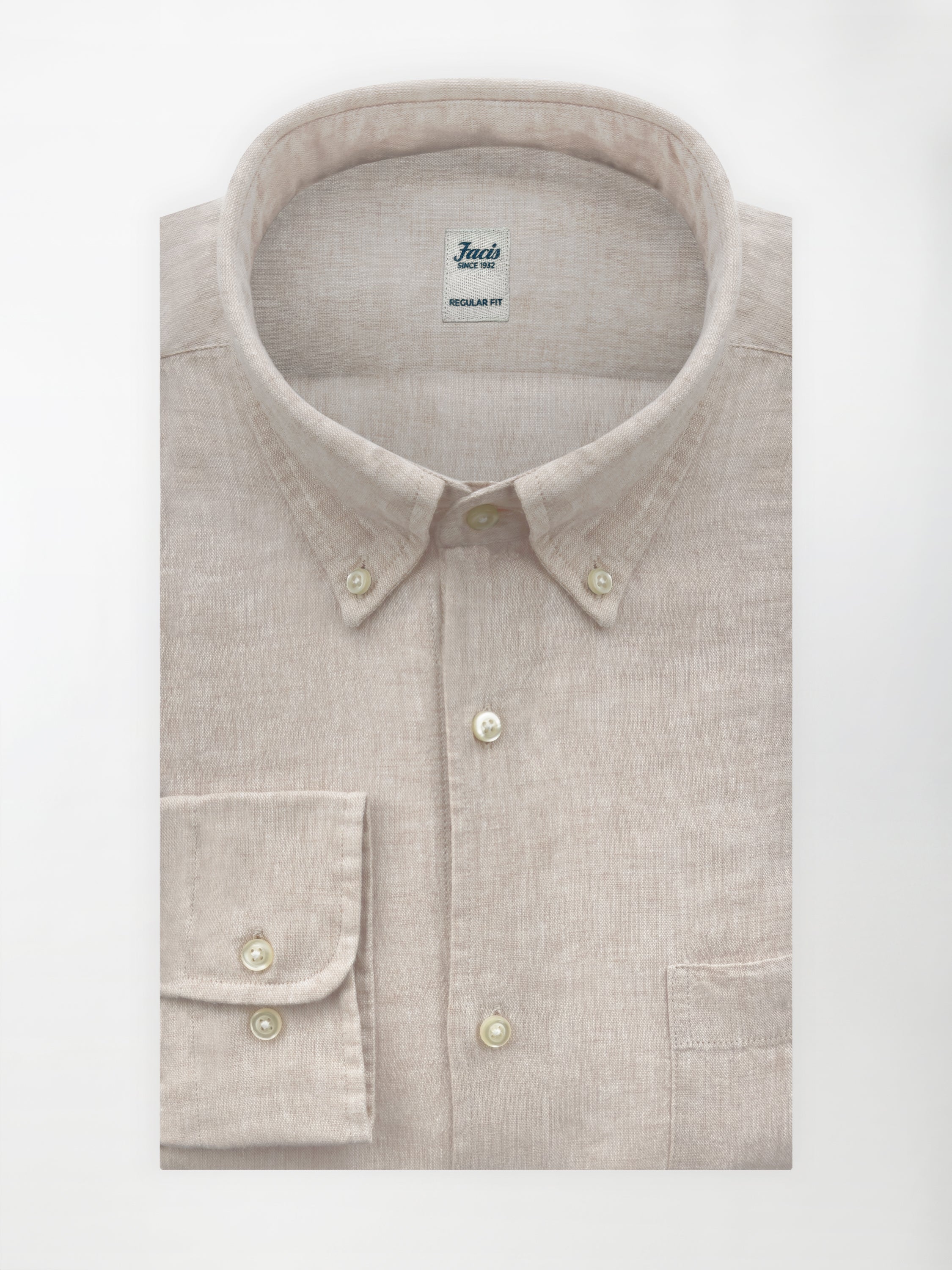 Camicia in Lino e Cotone con Collo Button down - color Sabbia - Regular fit image 0