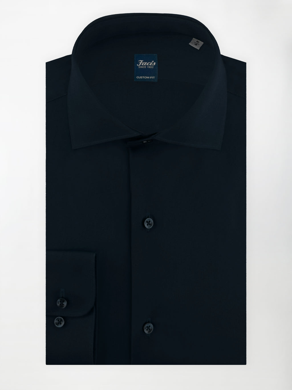 Camicia Blu notte con Collo Francese aperto - Custom Fit - Cotone Popeline image 0