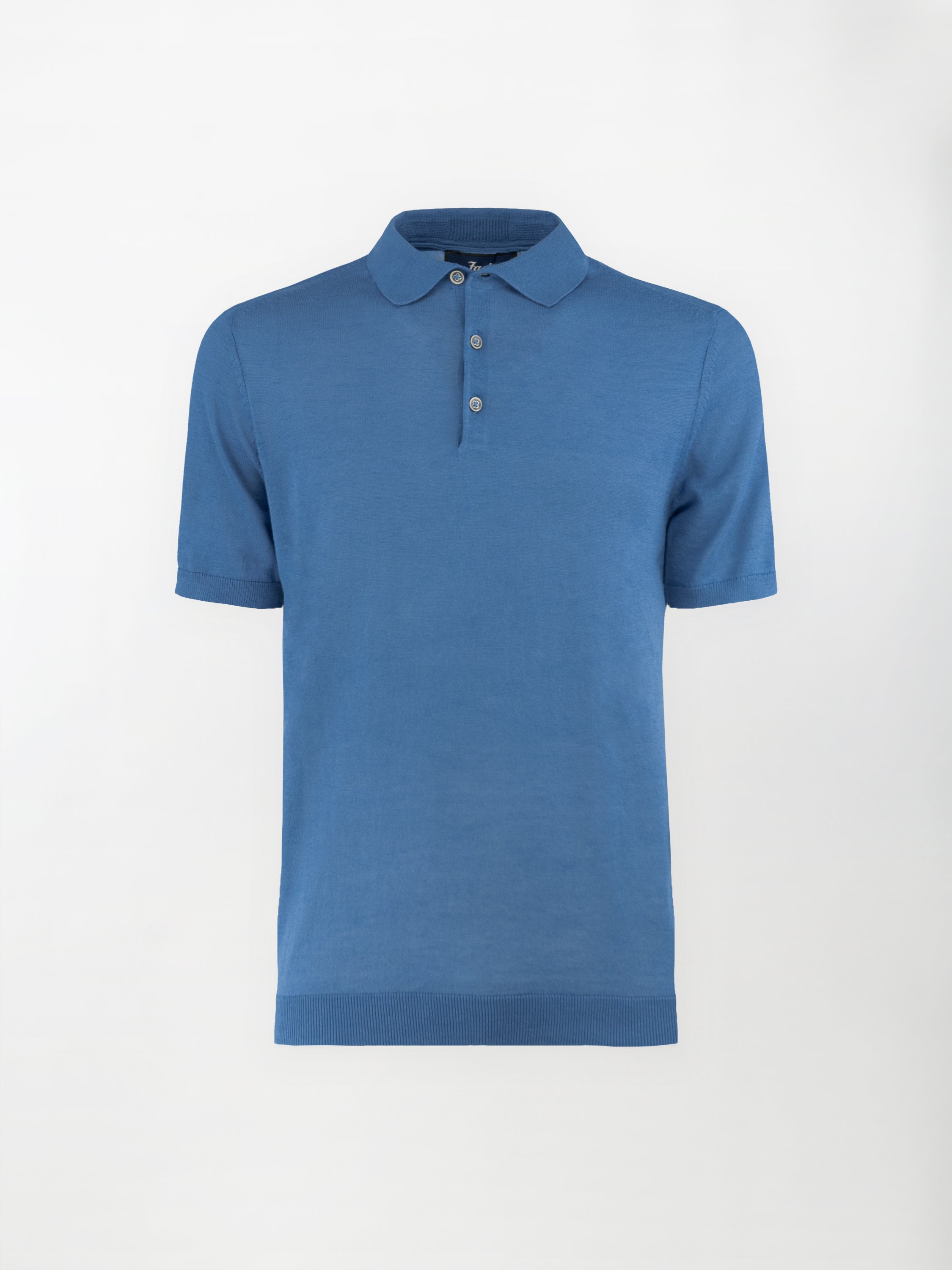 Polo leggera in maglia di cotone finezza 14 - color Blu Capri - Slim fit image 0