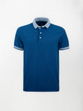 Polo in cotone piquet con inserto su collo e maniche - color Blu Inchiostro image 0