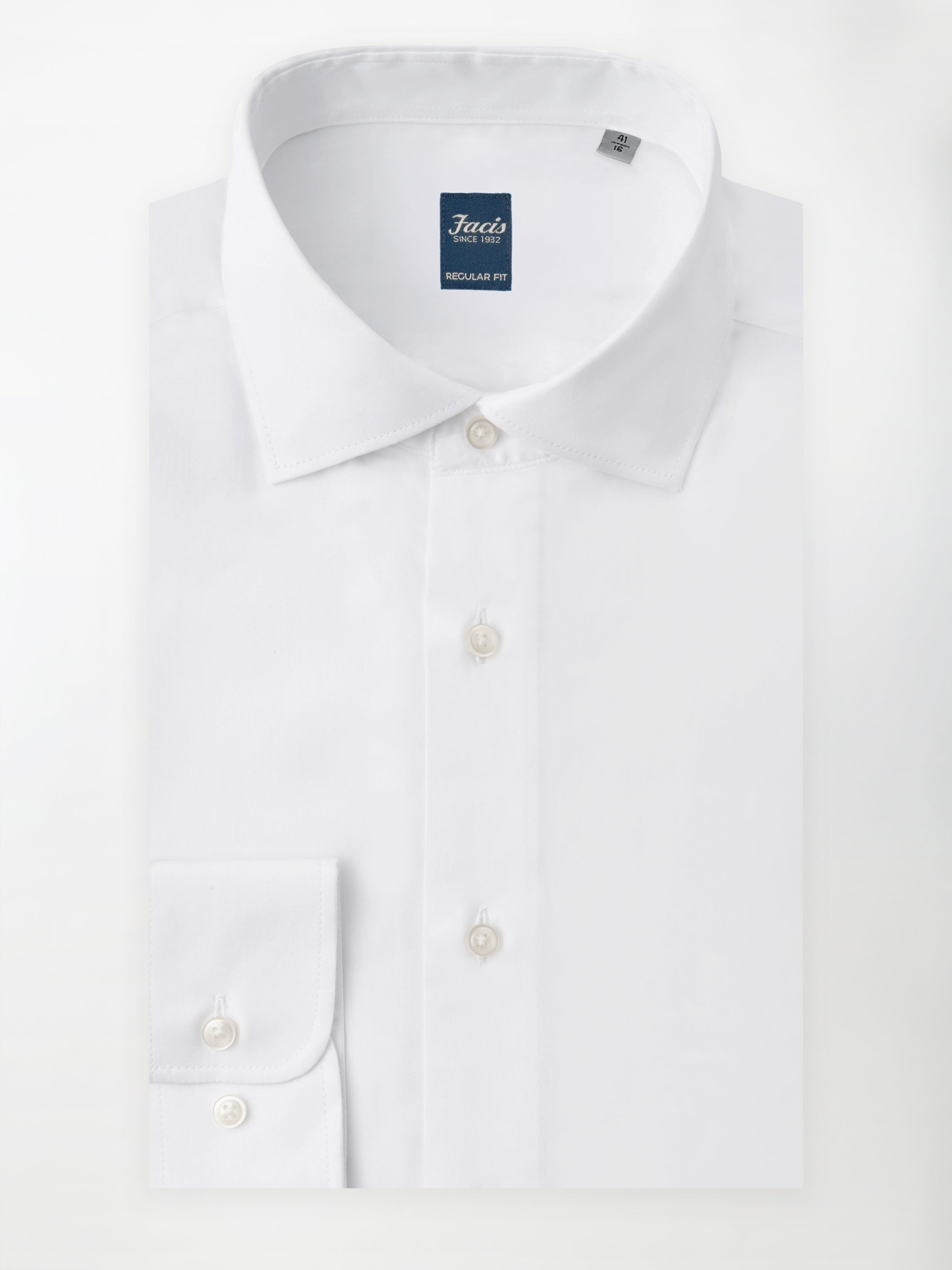 Camicia Collo Francese Color Bianco - Regular Fit - Cotone Popeline image 0