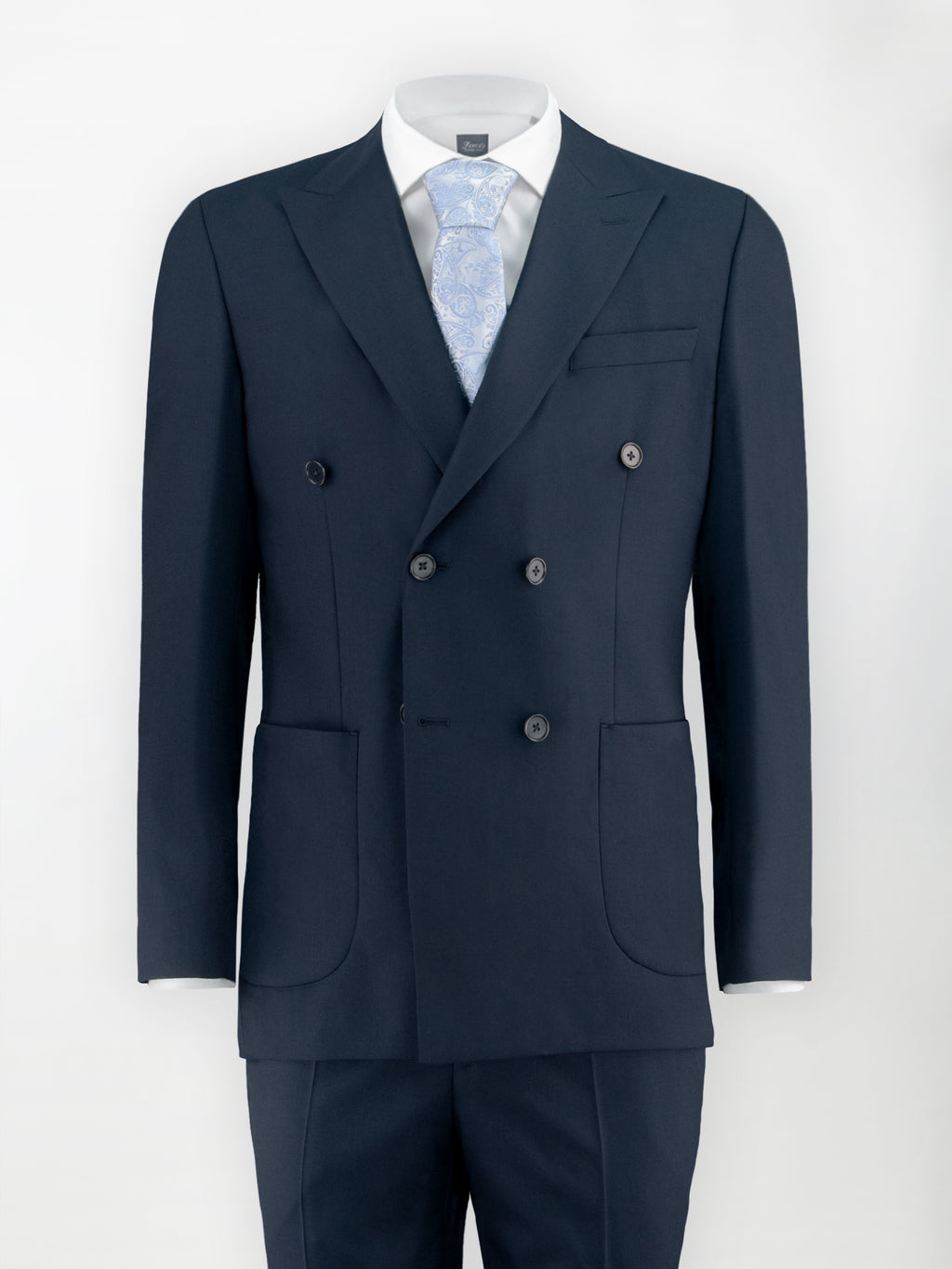 Abito Doppiopetto unito in Fresco Lana - Blu scuro | Slim fit image 0