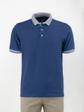 Polo in cotone Piquet con inserto su collo e maniche - color Blu print image 0