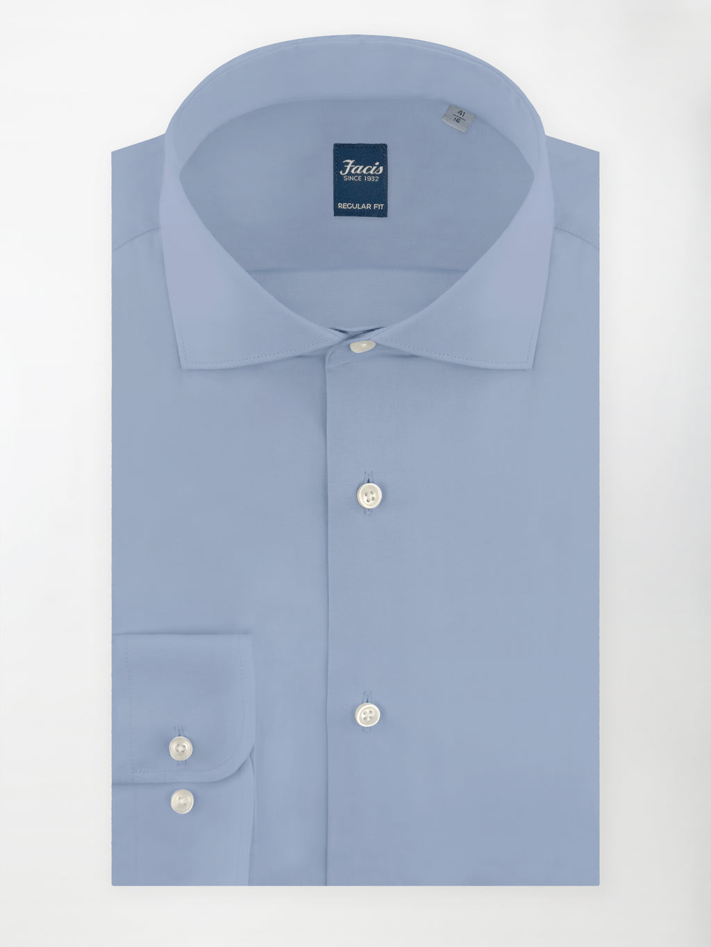 Camicia Collo Francese Color Azzurro - Regular Fit - Cotone Popeline image 0