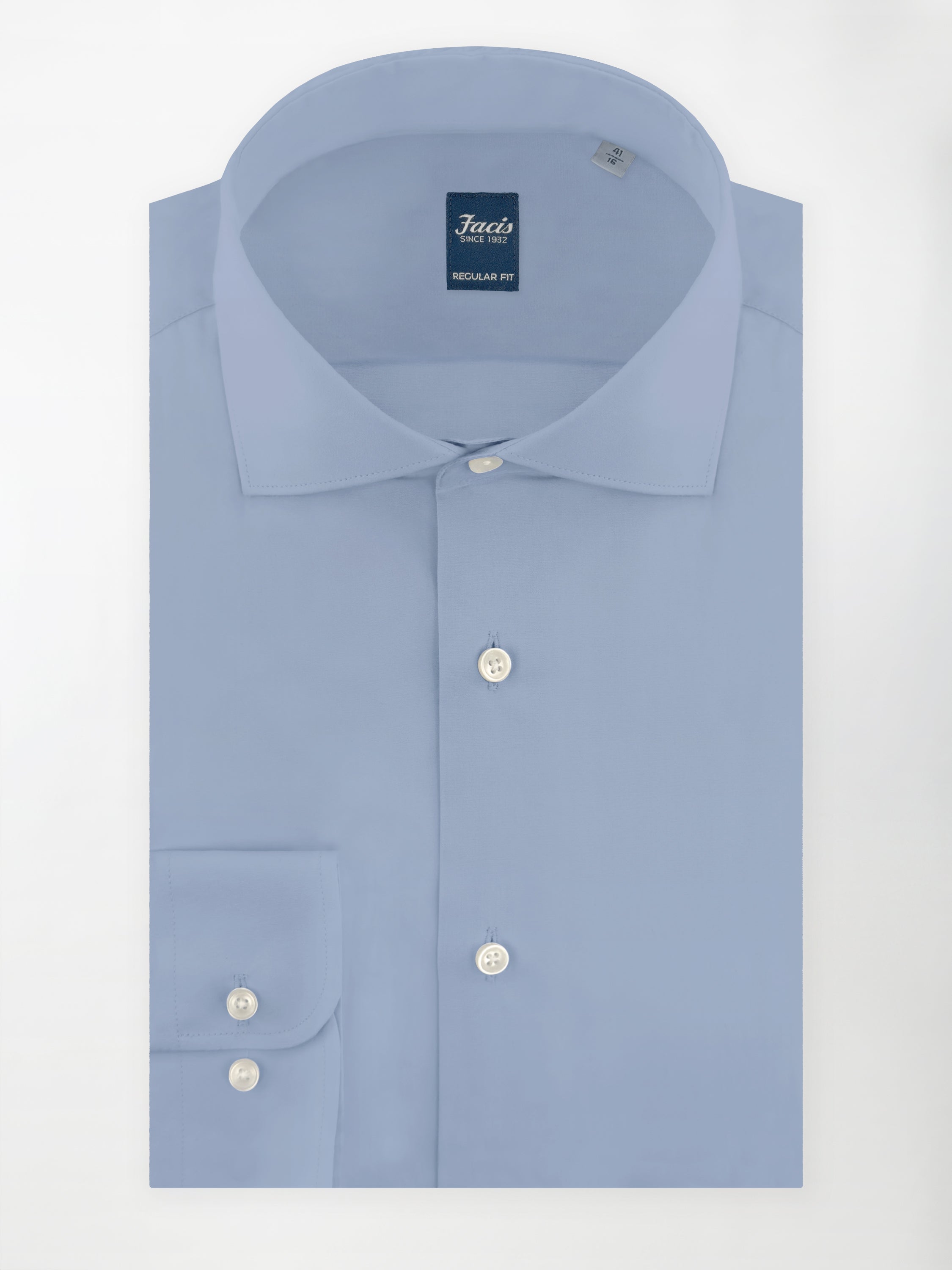 Camicia Collo Francese Color Azzurro - Regular Fit - Cotone Popeline image 0