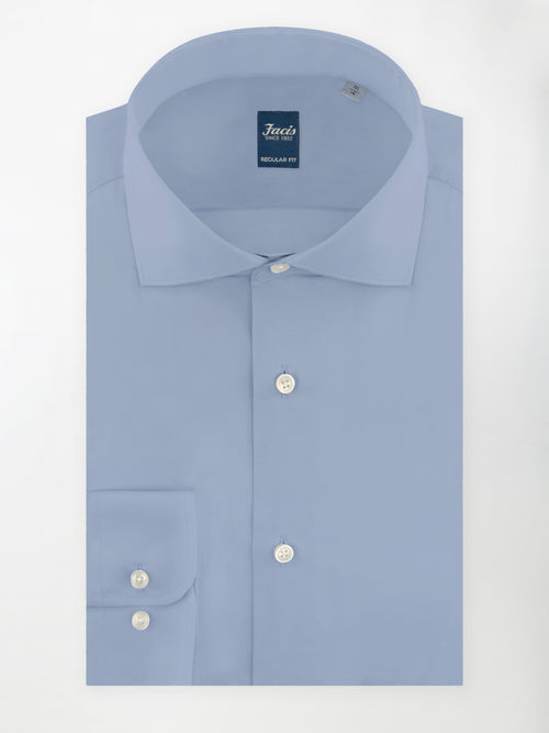 Camicia Collo Francese Color Azzurro - Regular Fit - Cotone Popeline image 0