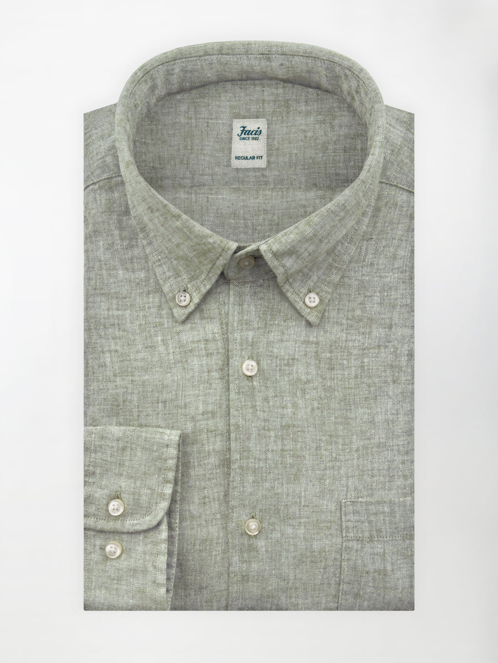 Camicia in Lino e Cotone con Collo Button down - color Verde Salvia - Regular image 0