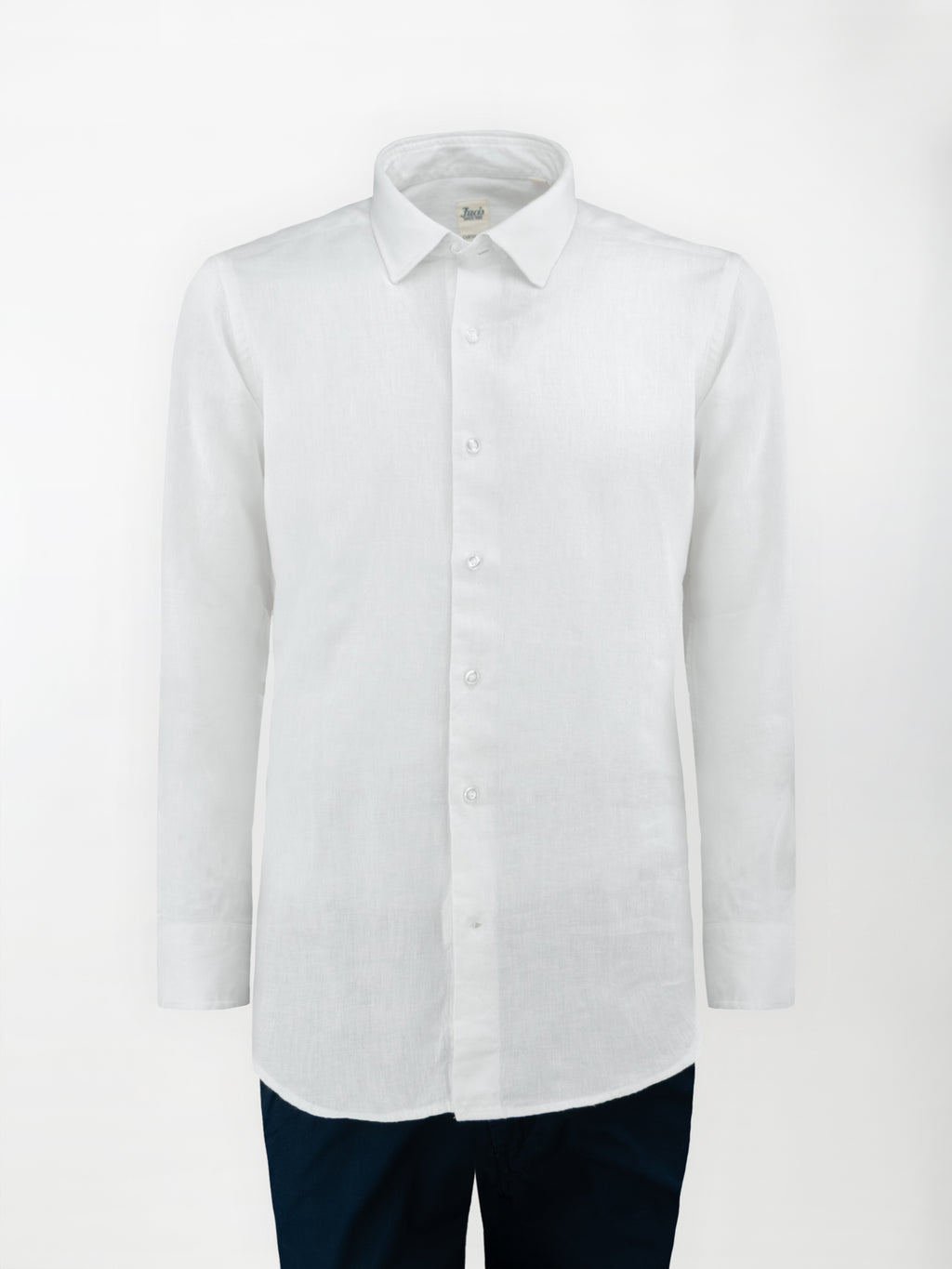 Camicia in Lino e Cotone con Collo Italiano piccolo - color Bianco - Custom fit image 0