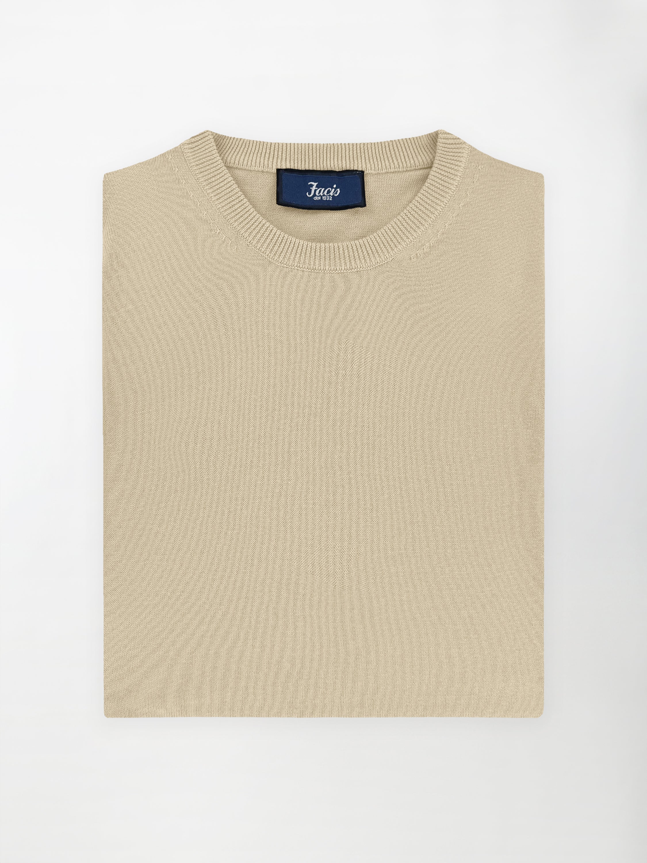 Maglia girocollo in puro cotone - color Beige image 0