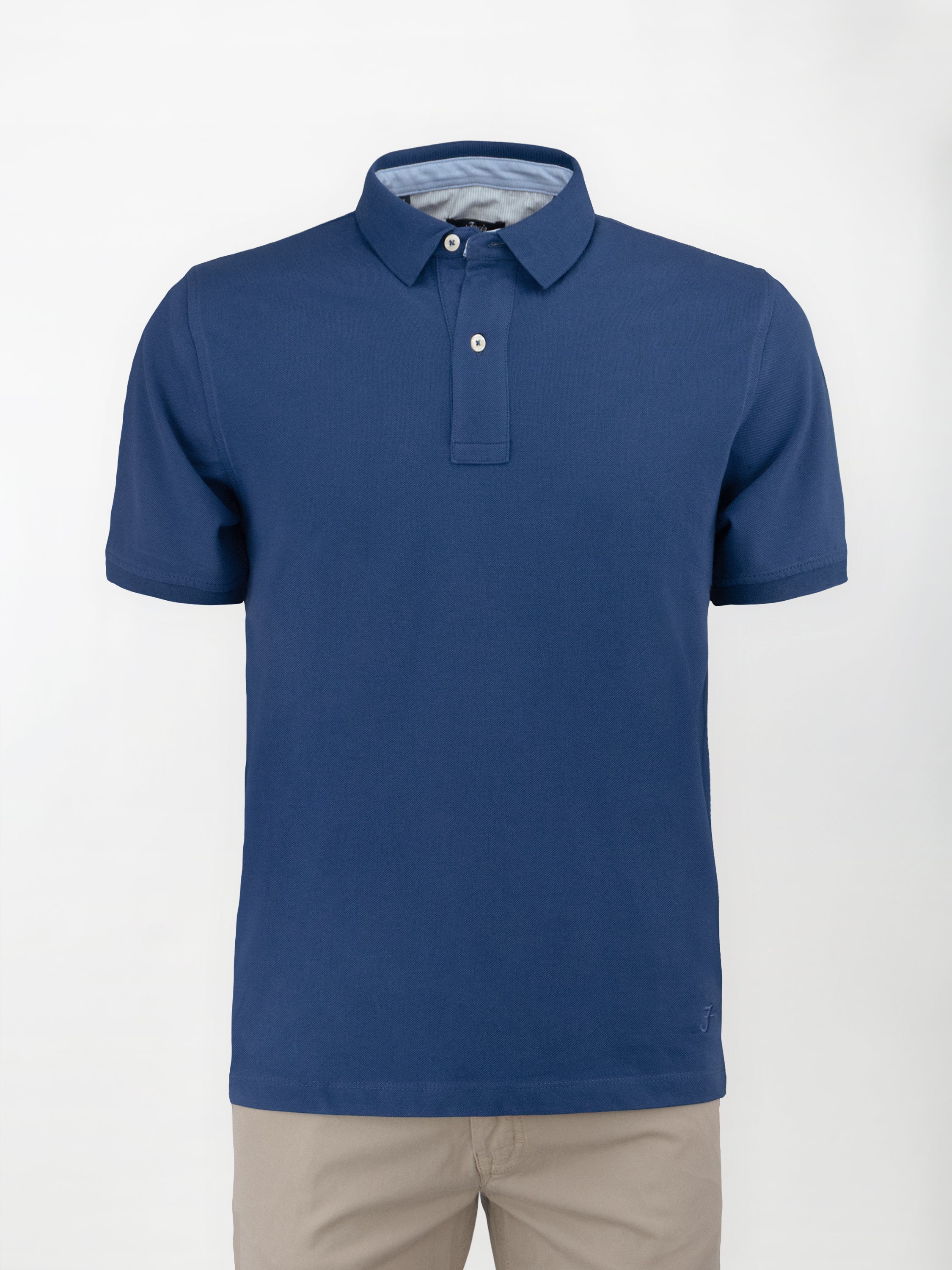 Polo in cotone Piquet - color Blu print in tinta unita image 0