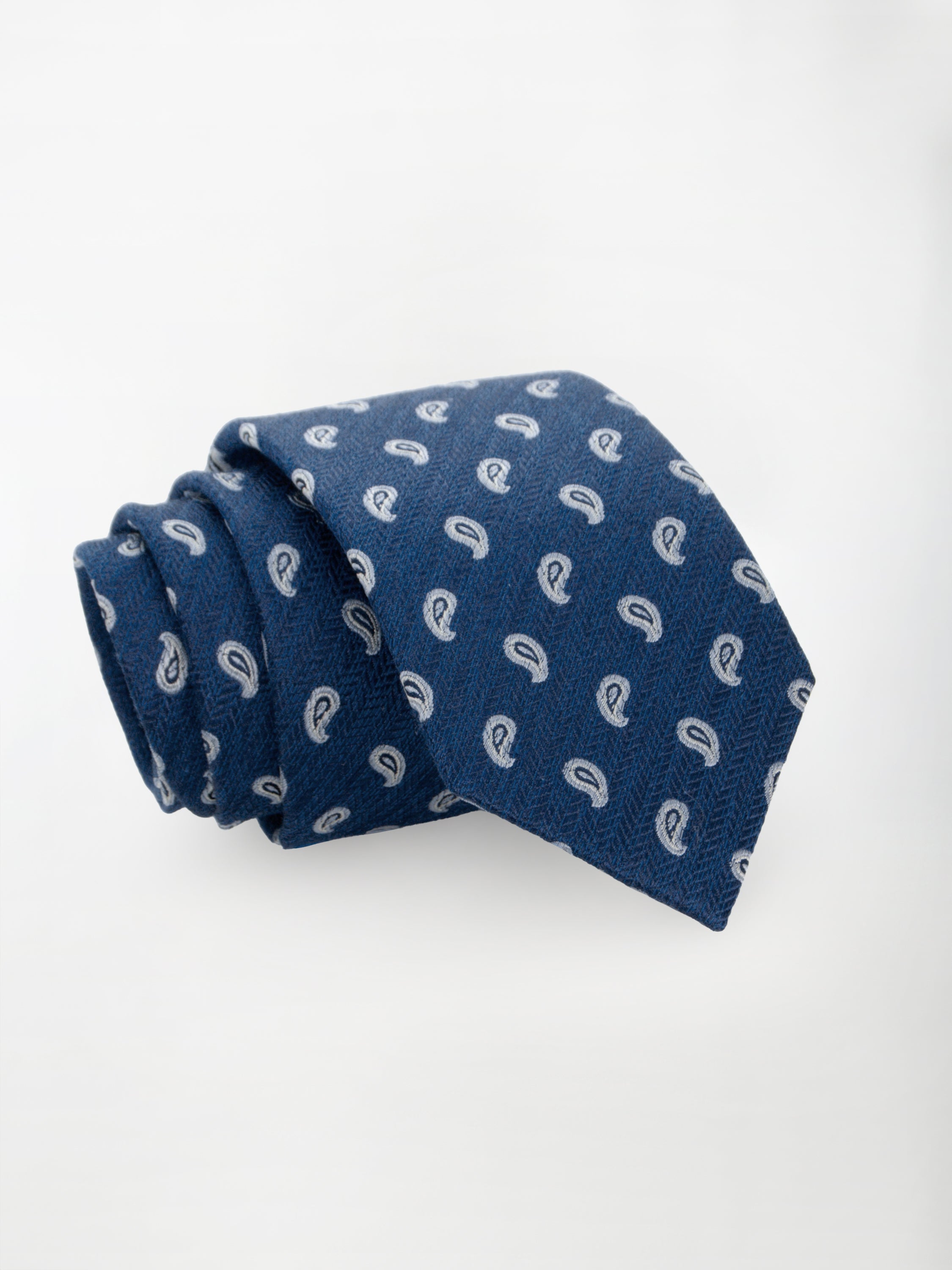 Cravatta in Seta e Cotone Trama Peasley - color Blu e Bianco image 0
