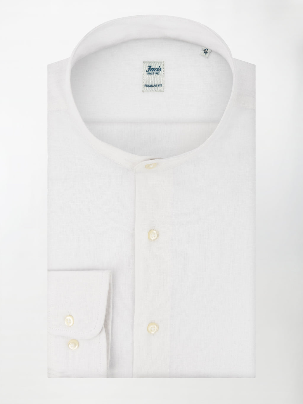Camicia in Lino e Cotone con Collo Coreano - Color Bianco - Regular Fit image 0