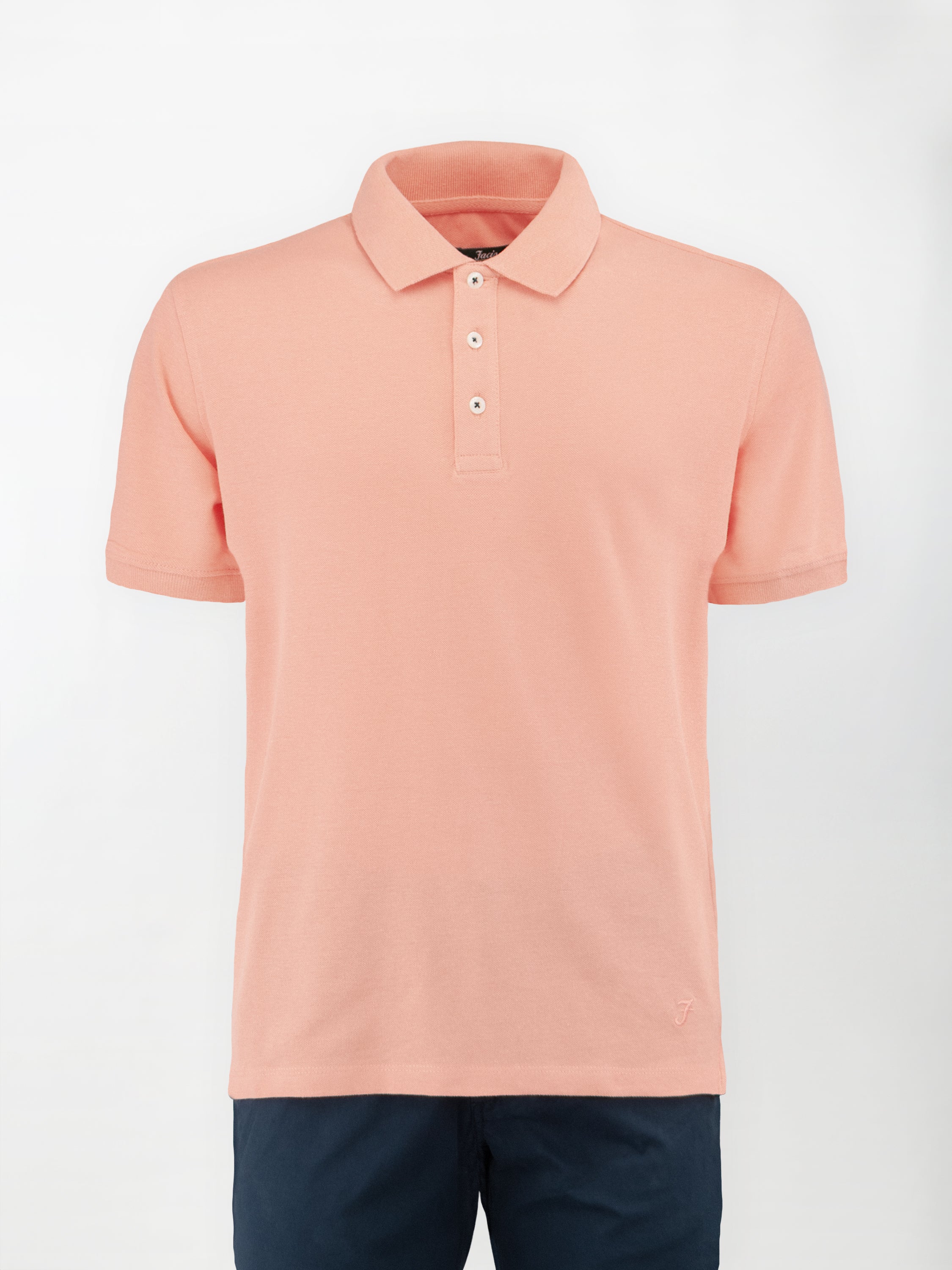 Polo leggera in cotone e lino - color Rosa Pesca image 0