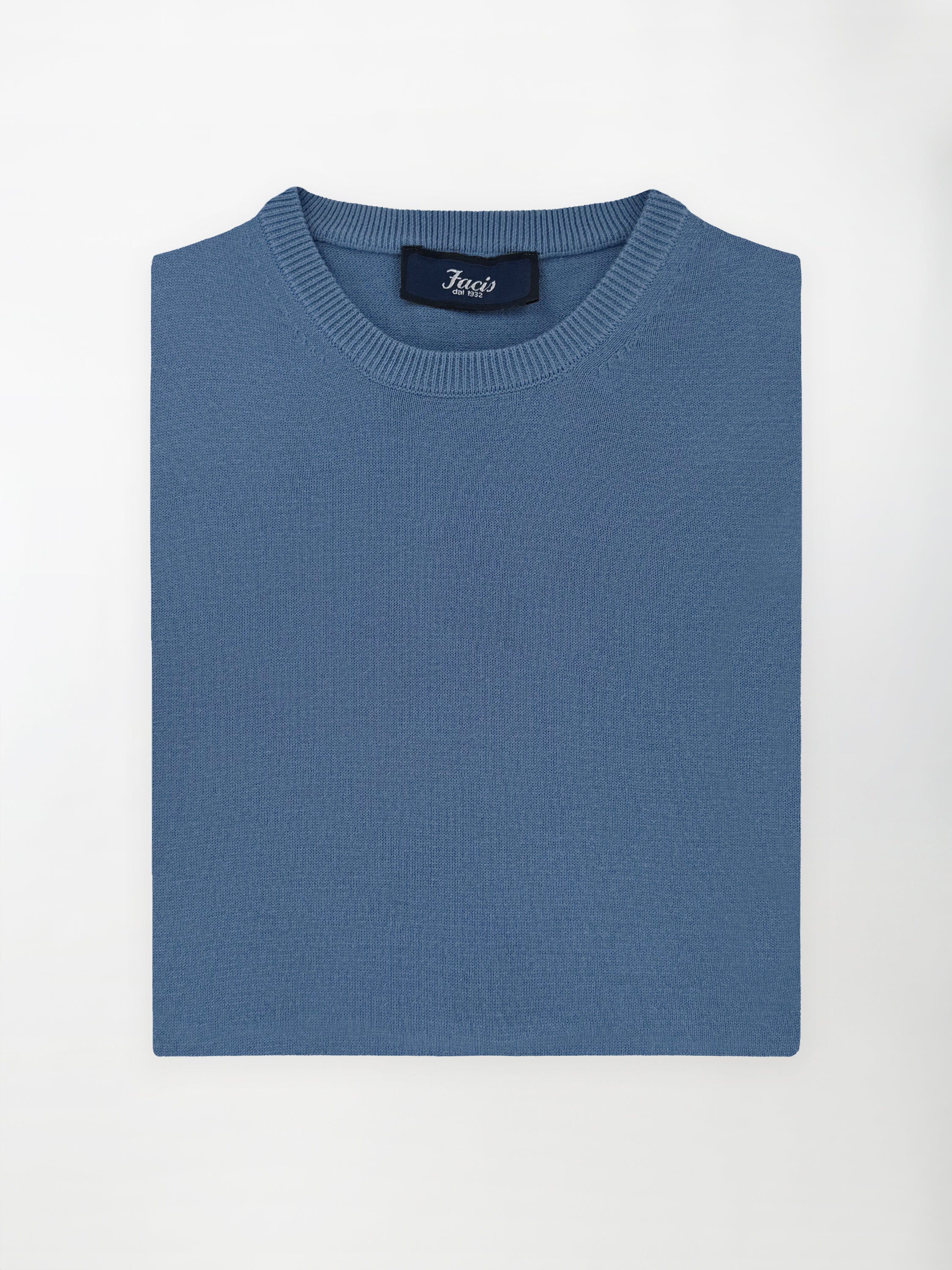 Maglia girocollo in puro cotone - color Blu Capri image 0