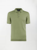 Polo leggera in maglia di cotone finezza 14 - color Verde oliva - Slim fit image 0