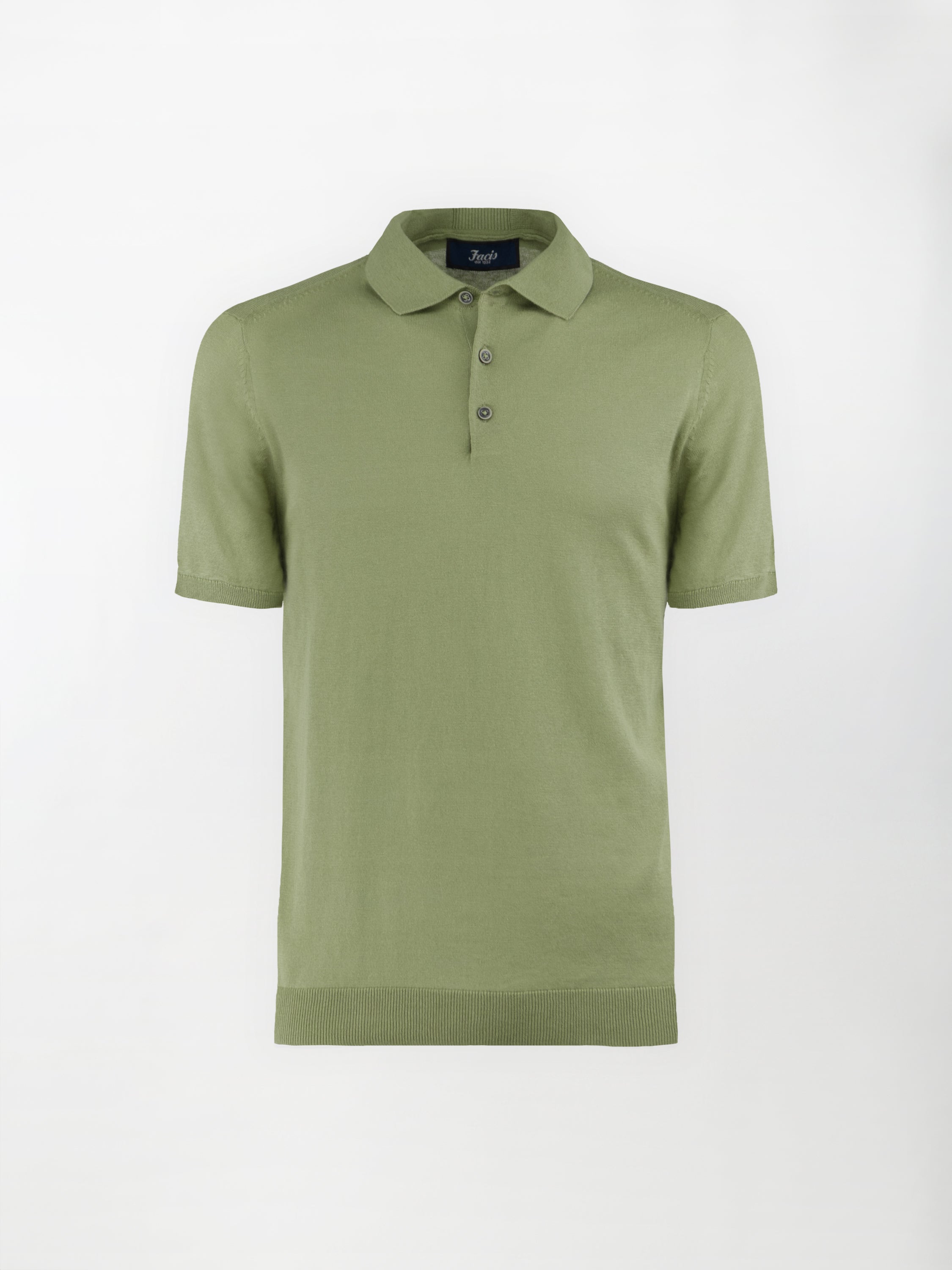 Polo leggera in maglia di cotone finezza 14 - color Verde oliva - Slim fit image 0