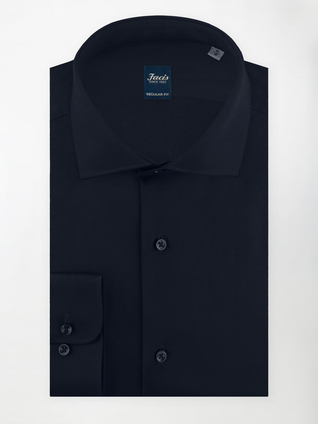 Camicia Collo Francese Color Blu notte - Regular Fit - Cotone Popeline image 0