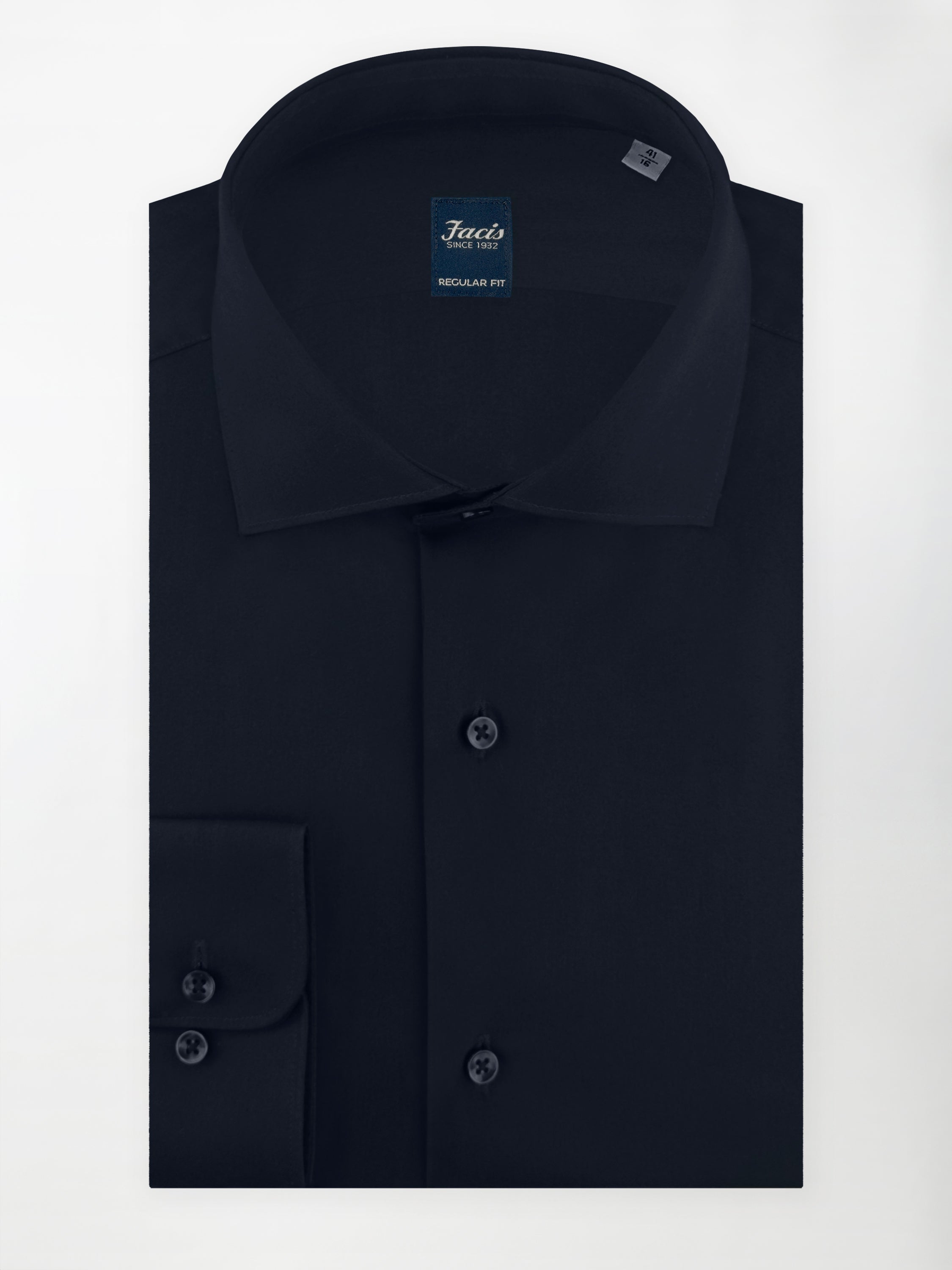 Camicia Collo Francese Color Blu notte - Regular Fit - Cotone Popeline image 0