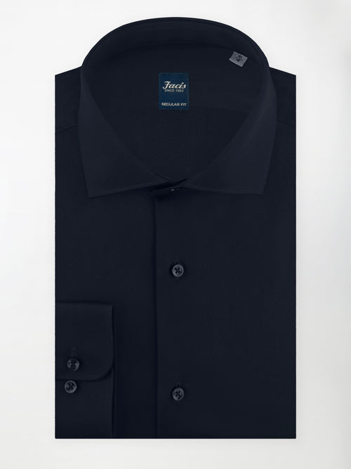 Camicia Collo Francese Color Blu notte - Regular Fit - Cotone Popeline image 0