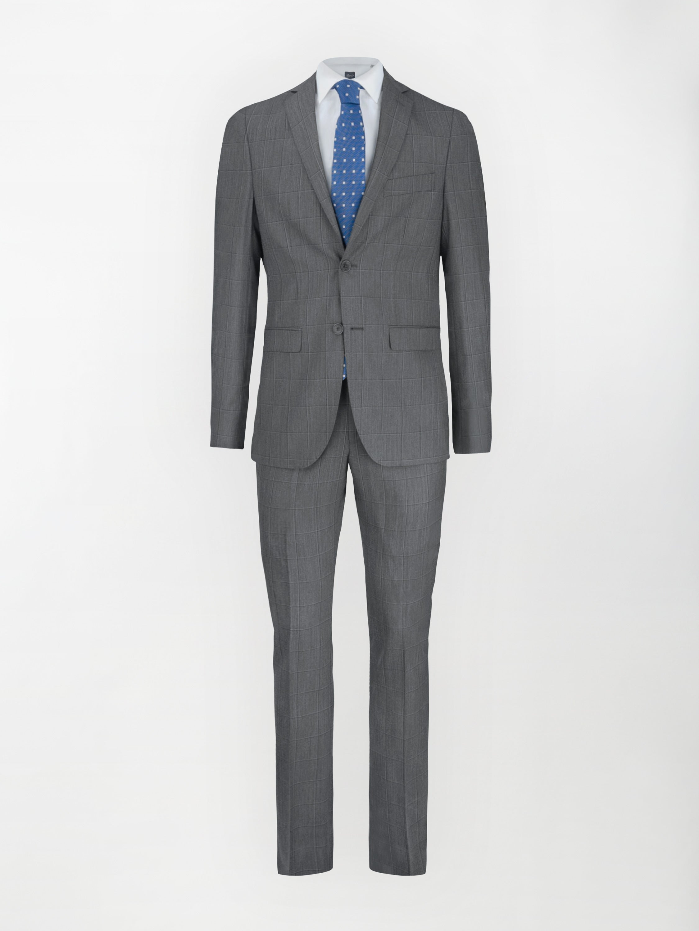 Abito in Pura Lana Super 100's - Motivo a quadri in tono grigio | Slim fit image 1